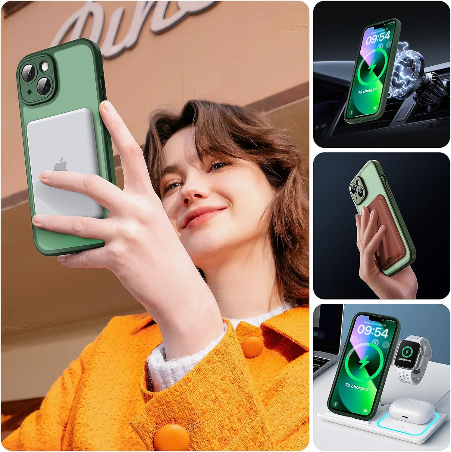 Thumbnail 5 de TOCOL Cover Magnetica per iPhone 13 da 6,1" compatibile con MagSafe, protezione fotocamera integrata (Verde Alpino)