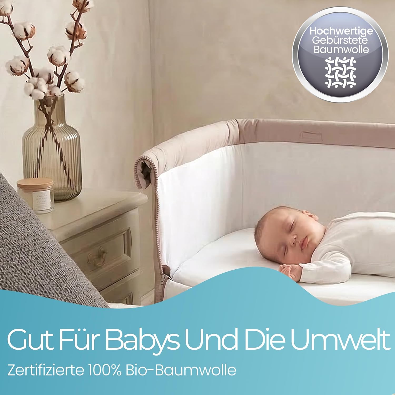 Thumbnail 3 de Spannbettlaken 50x90 cm für Kinderwagen – 2er-Set, Weiss, Bio-Baumwolle