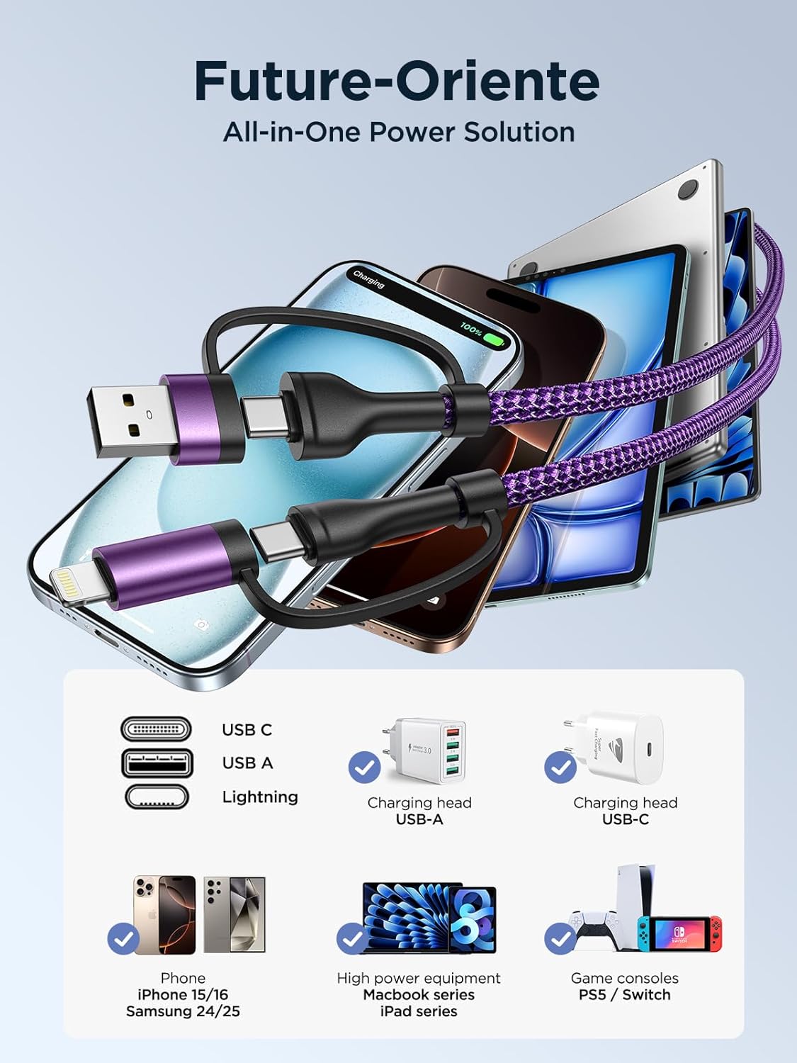 Thumbnail 5 de 60W 4-in-1 Fast Charging Cable