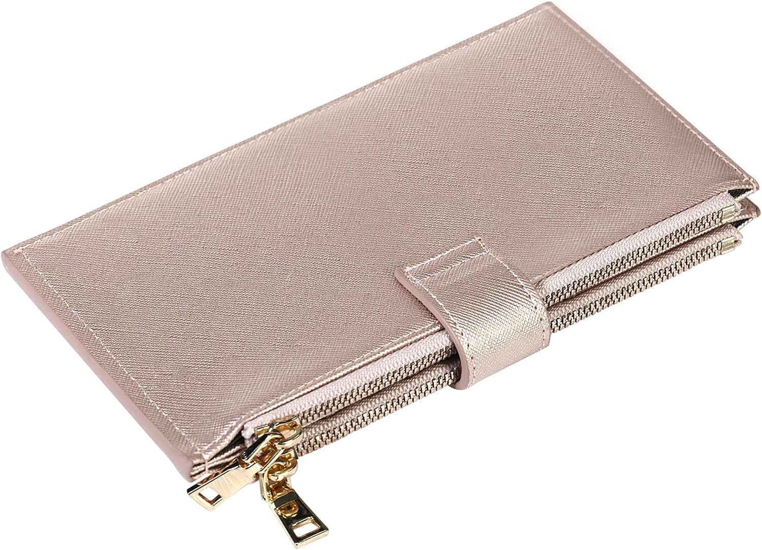 Thumbnail 6 de Travelambo RFID Bifold Wallet for Women, Rose Gold Leather with Zipper Pockets