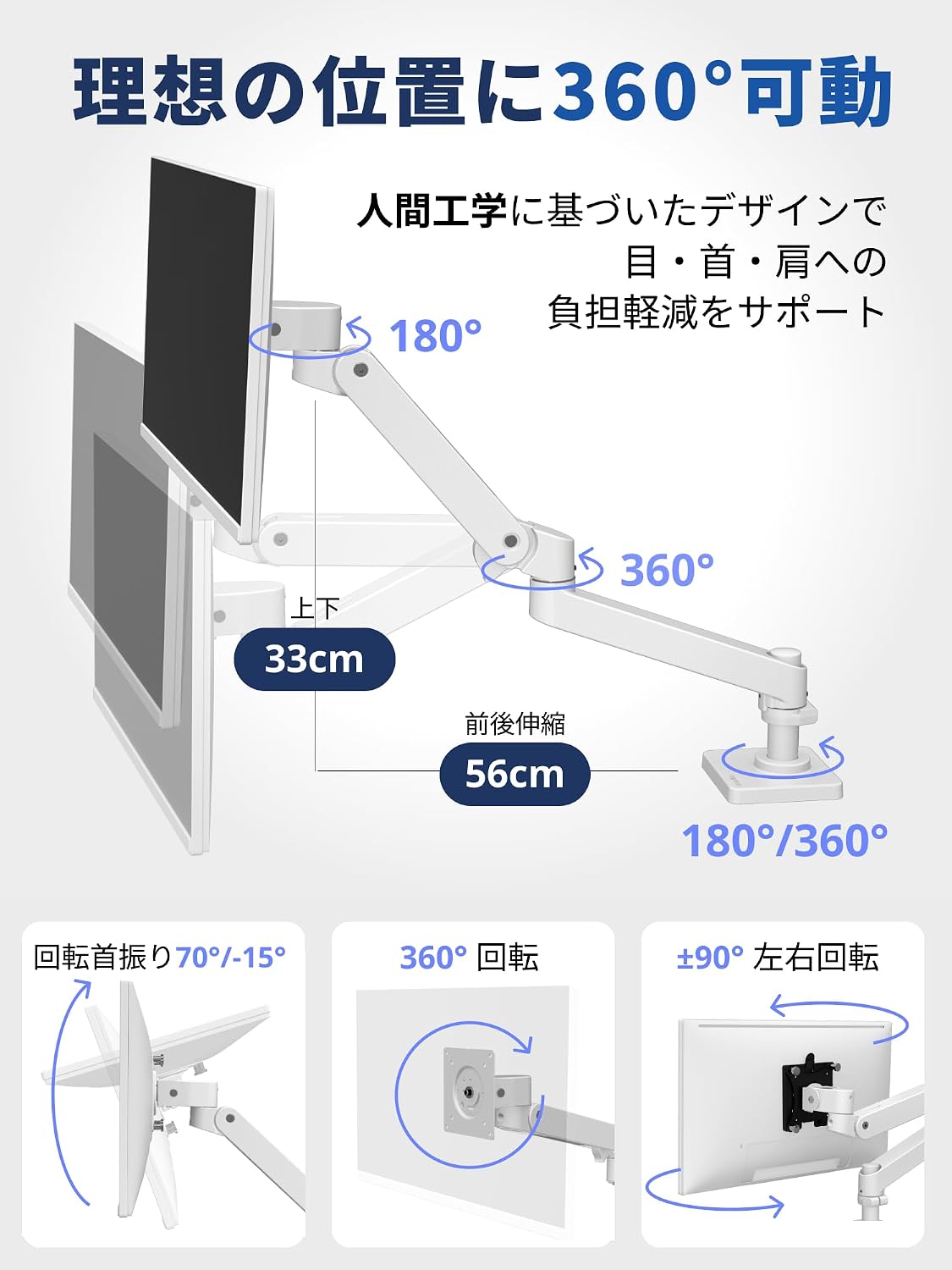 Detalle de エルゴトロン LX Pro 45-682-290 モニターアーム 白 34インチ対応・10年保証