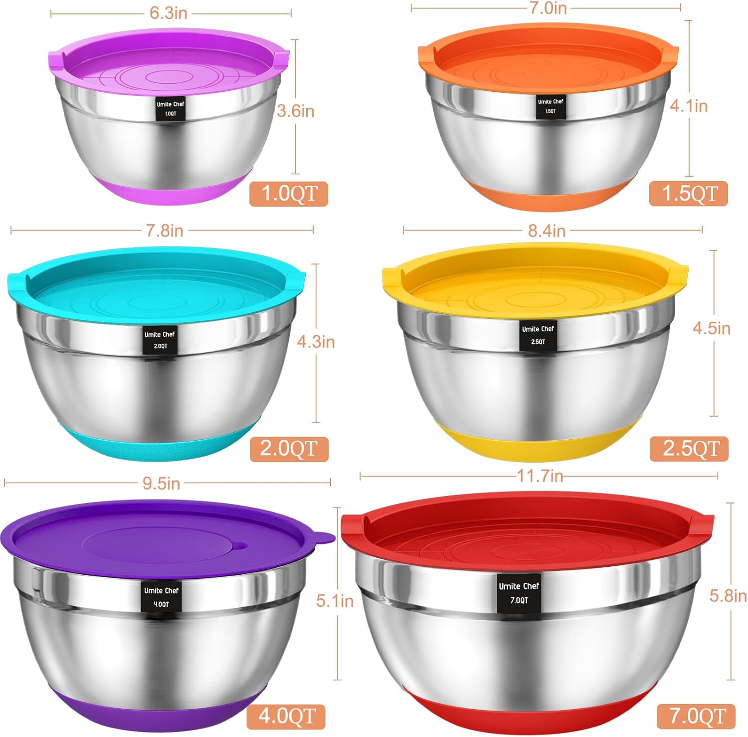 Thumbnail 3 de Umite Chef Mixing Bowls 7 qt 🍽