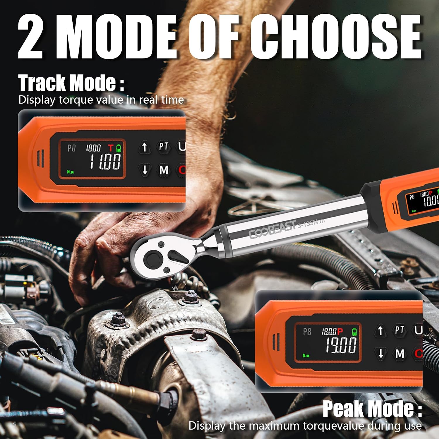 Thumbnail 6 de coobeast 3-135NM Digital Torque Wrench, 3/8-Inch Drive, 1.5–99.5 ft-lb