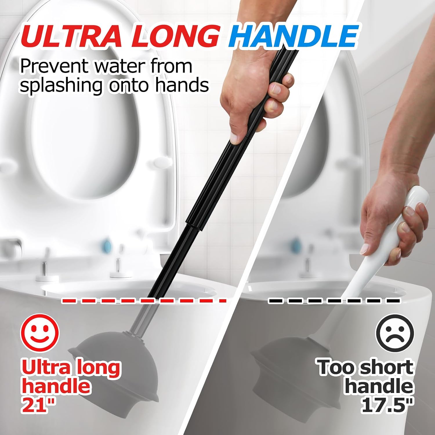 Detalle de FORASTO 54252-32 Toilet Plunger and Brush Set with Groove Brush, Deep Black