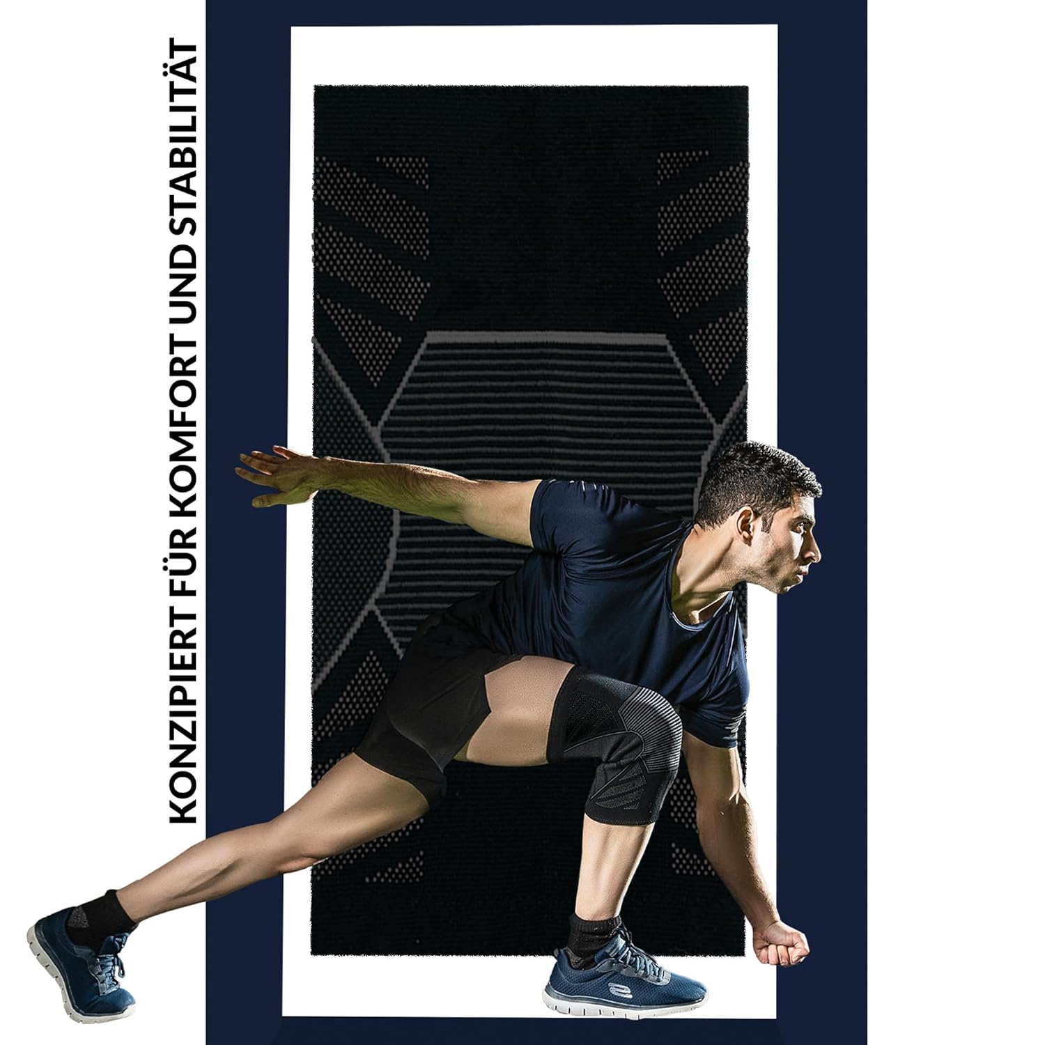 Thumbnail 6 de 360 RELIEF Kniebandage für Herren & Damen – 2er-Set Kniestütze für Sport, Gym & Joggen (Knie-Kompressionsbandage) – Schwarz/Grau