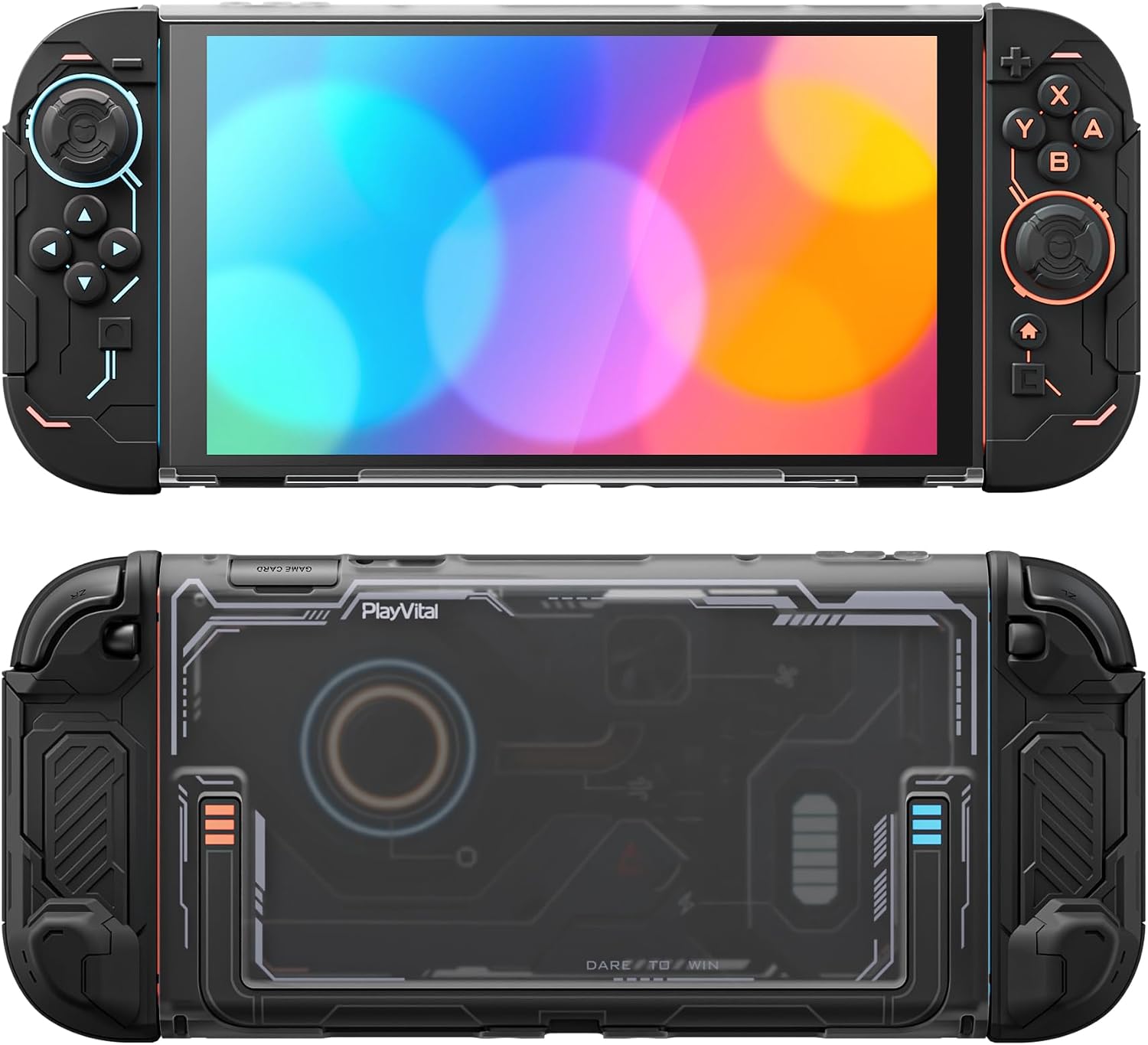 Detalle de PlayVital Protective Case for Nintendo Switch 2: Stellar Mecha Ergonomic Silicone Grip with Dockable Shell