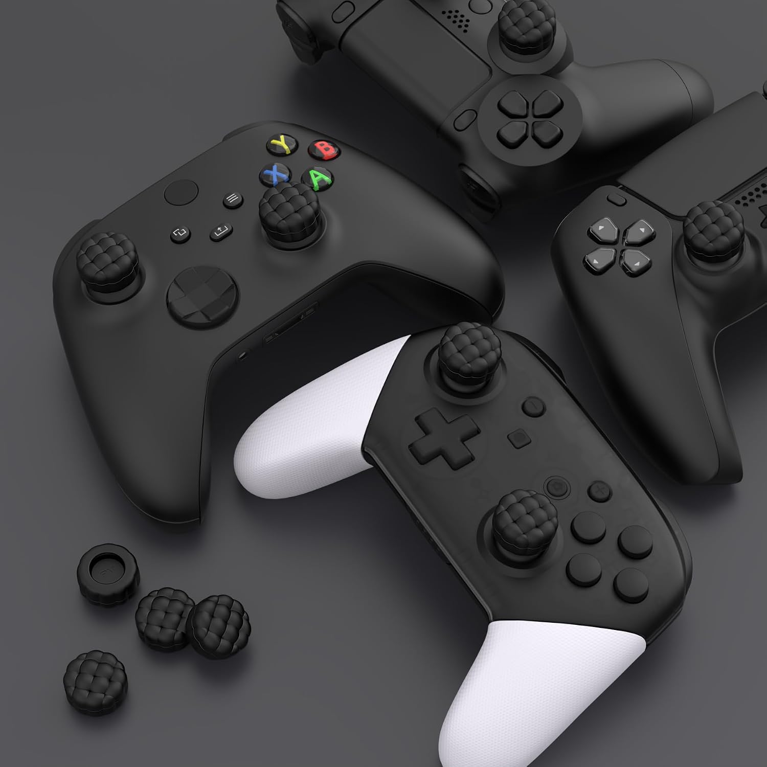 Detalle 2 de PlayVital Thumb Cushion Caps (Cloud Texture) for PS5/PS4, Xbox & Switch controllers