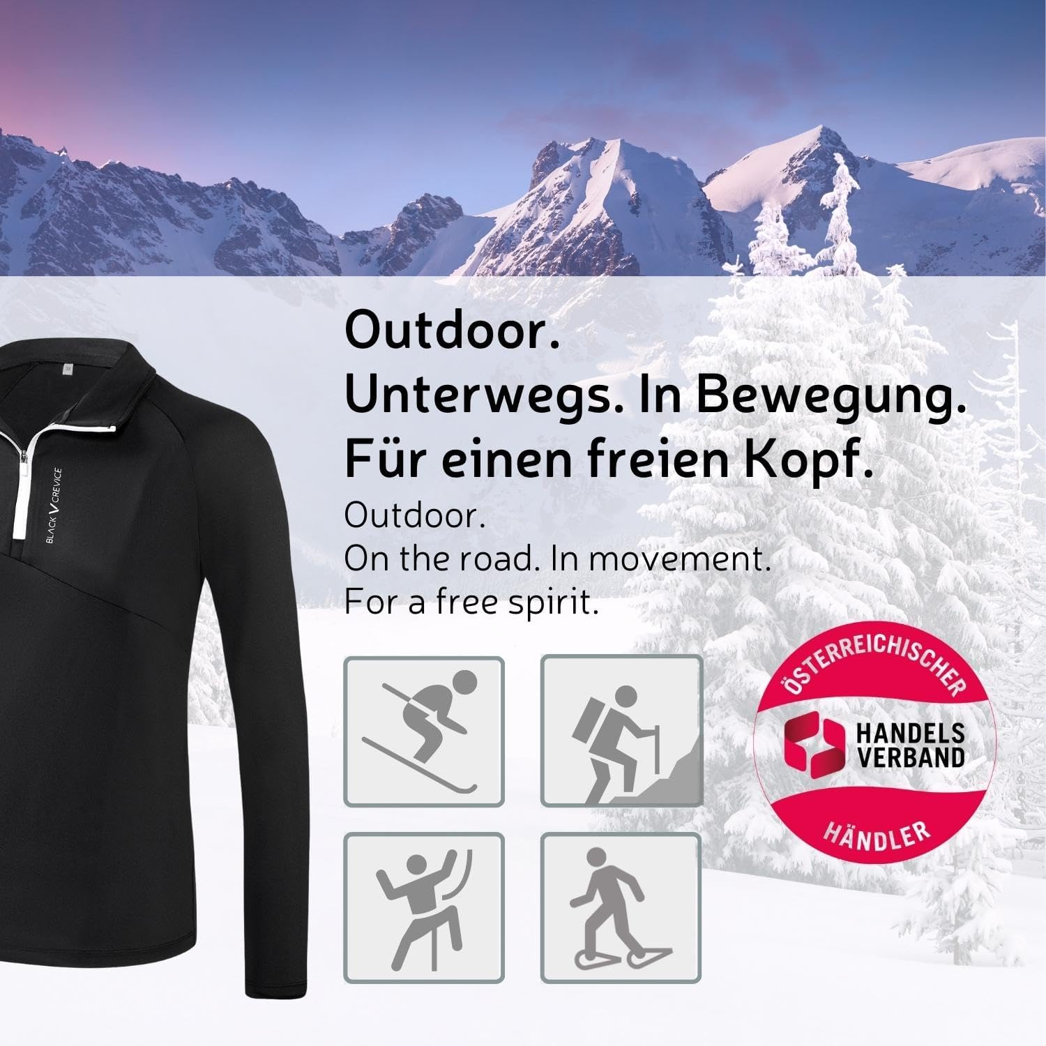 Thumbnail 2 de Black Crevice Maglia Funzionale Zip Donna – Maglia termica sportiva in poliestere-elastan