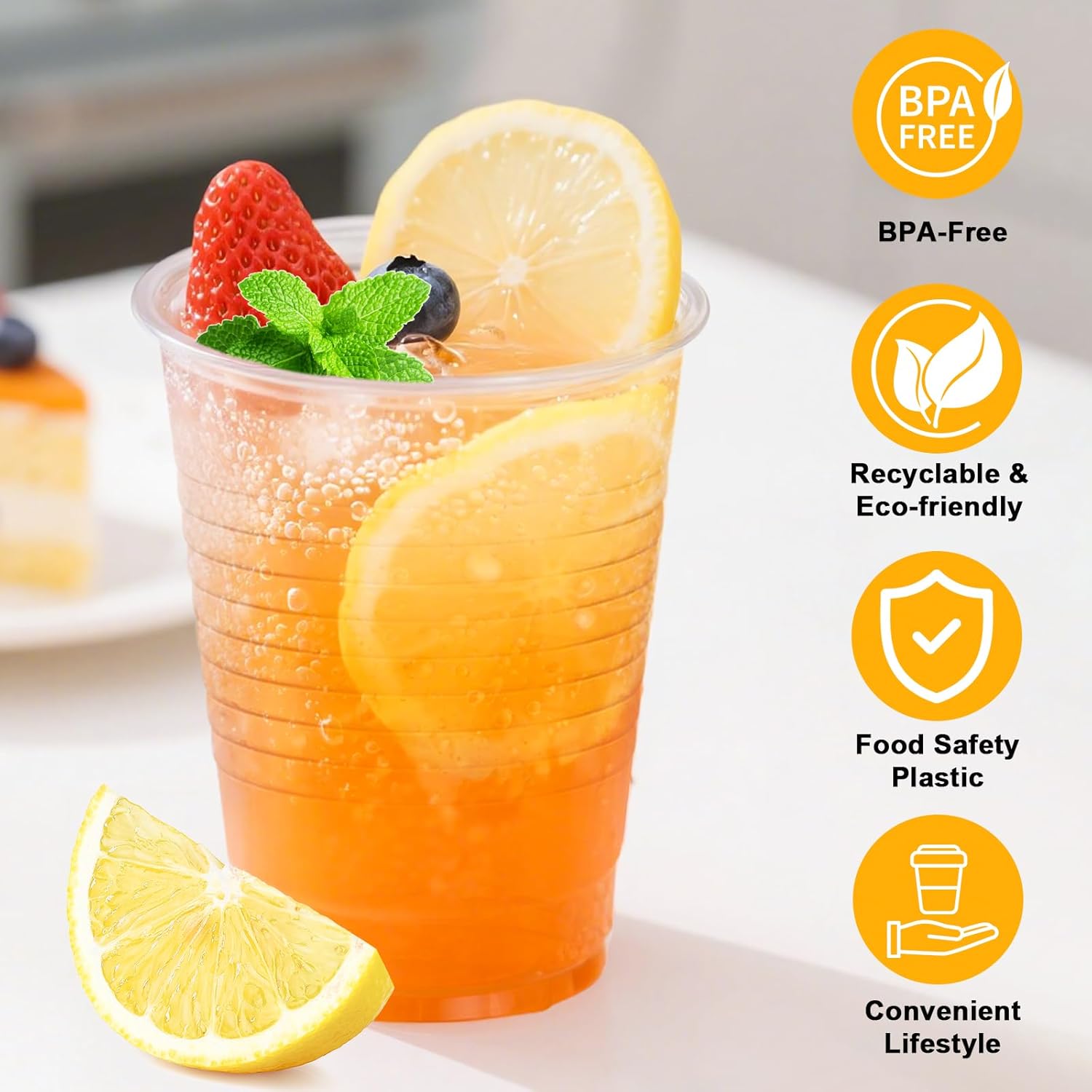 Detalle 2 de BY Snow 9 oz Clear Plastic Cups — 2000 Count Bulk, BPA-free PP Disposable for Hot or Cold Beverages