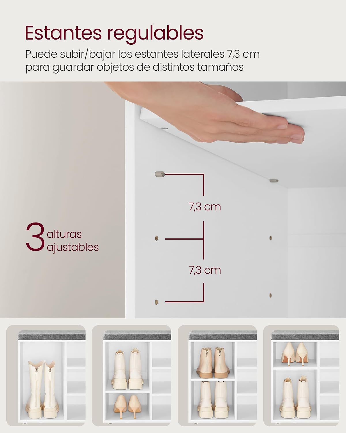 Thumbnail 5 de VASAGLE Banco para Zapatos con 10 compartimentos y cojín