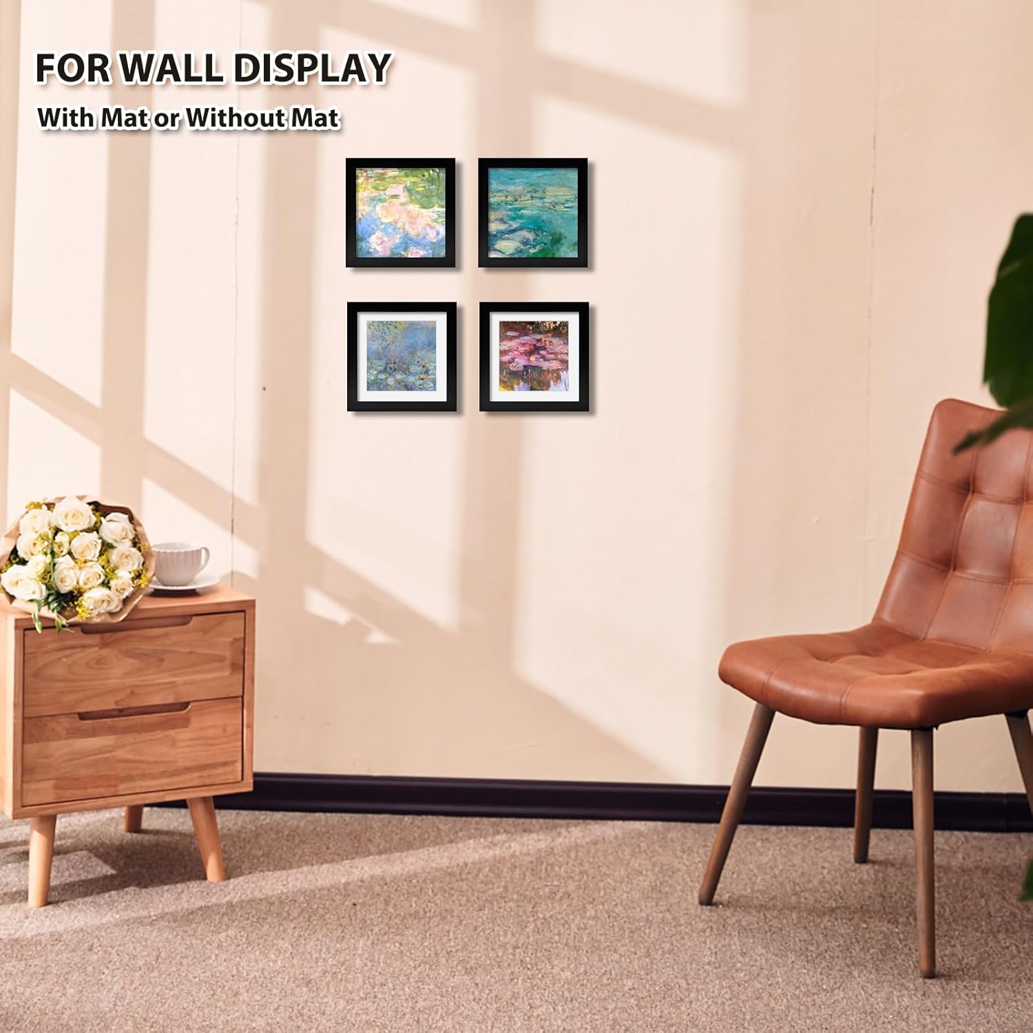 Thumbnail 6 de EGOFINE 5x5 Photo Frames in 100% Solid Wood, Black (5x5 Opening) – Wall & Table Display