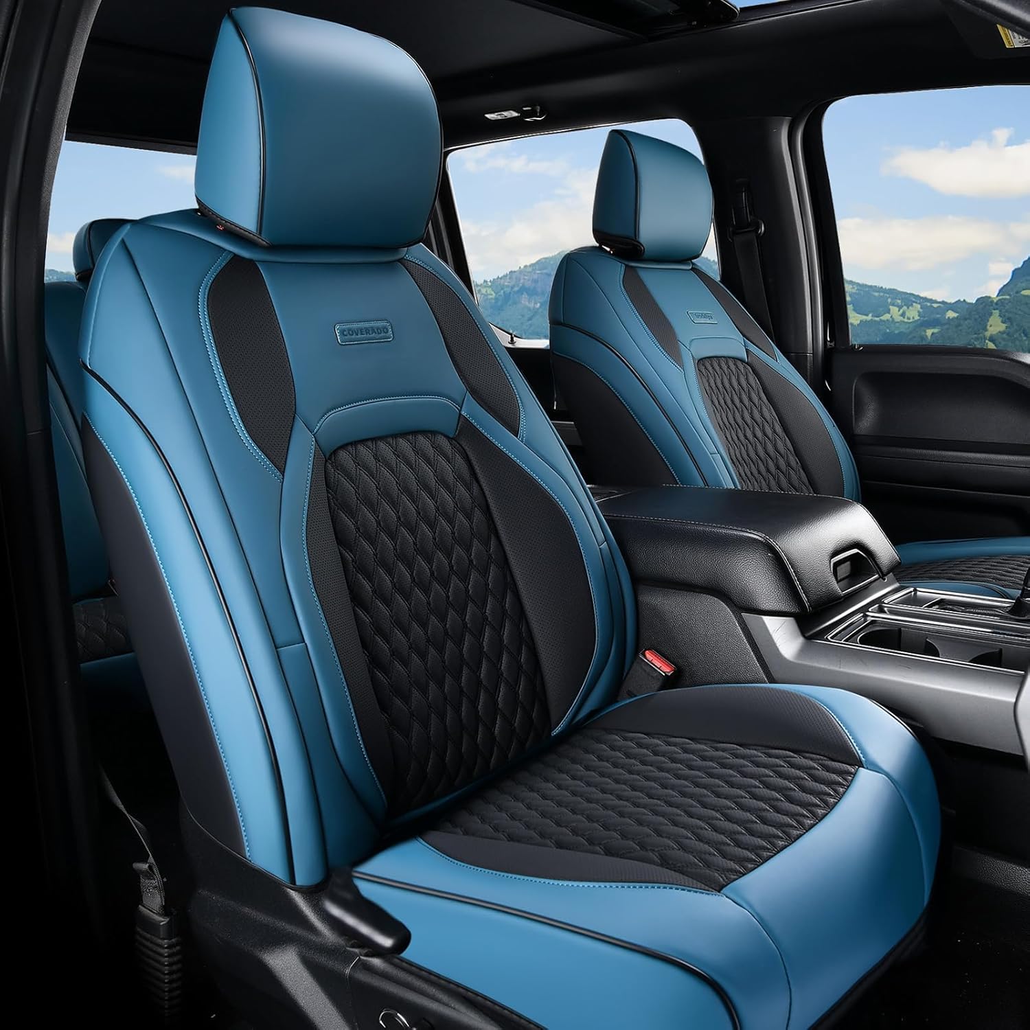 Thumbnail 6 de Coverado Faux Leather Seat Covers for Chevy Silverado & GMC Sierra: Full Front & rear set, 2007-2013, 2019-2026