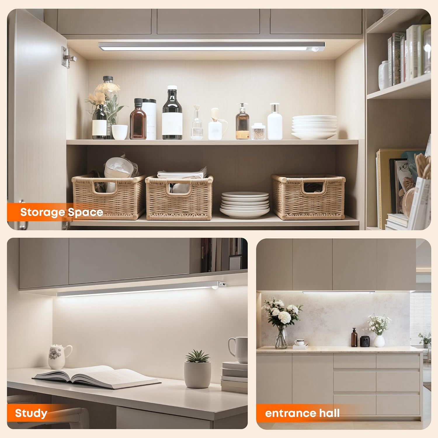Detalle 2 de Schrankbeleuchtung LED Unterbauleuchte mit Bewegungsmelder (40 cm) – 1 Stück, aufladbar & magnetisch