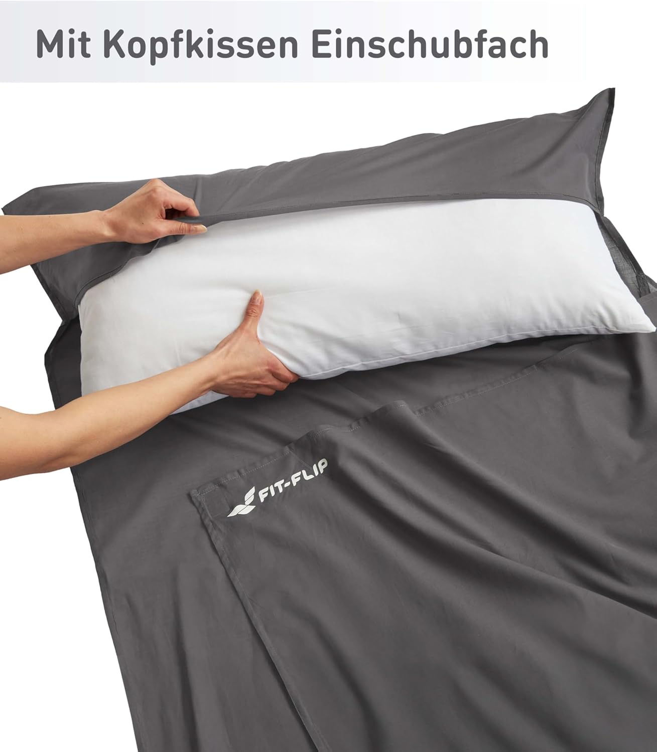 Thumbnail 3 de Fit-Flip Hüttenschlafsack aus Baumwolle oder Mikrofaser – ultraleichter Innenschlafsack mit Kissenfach
