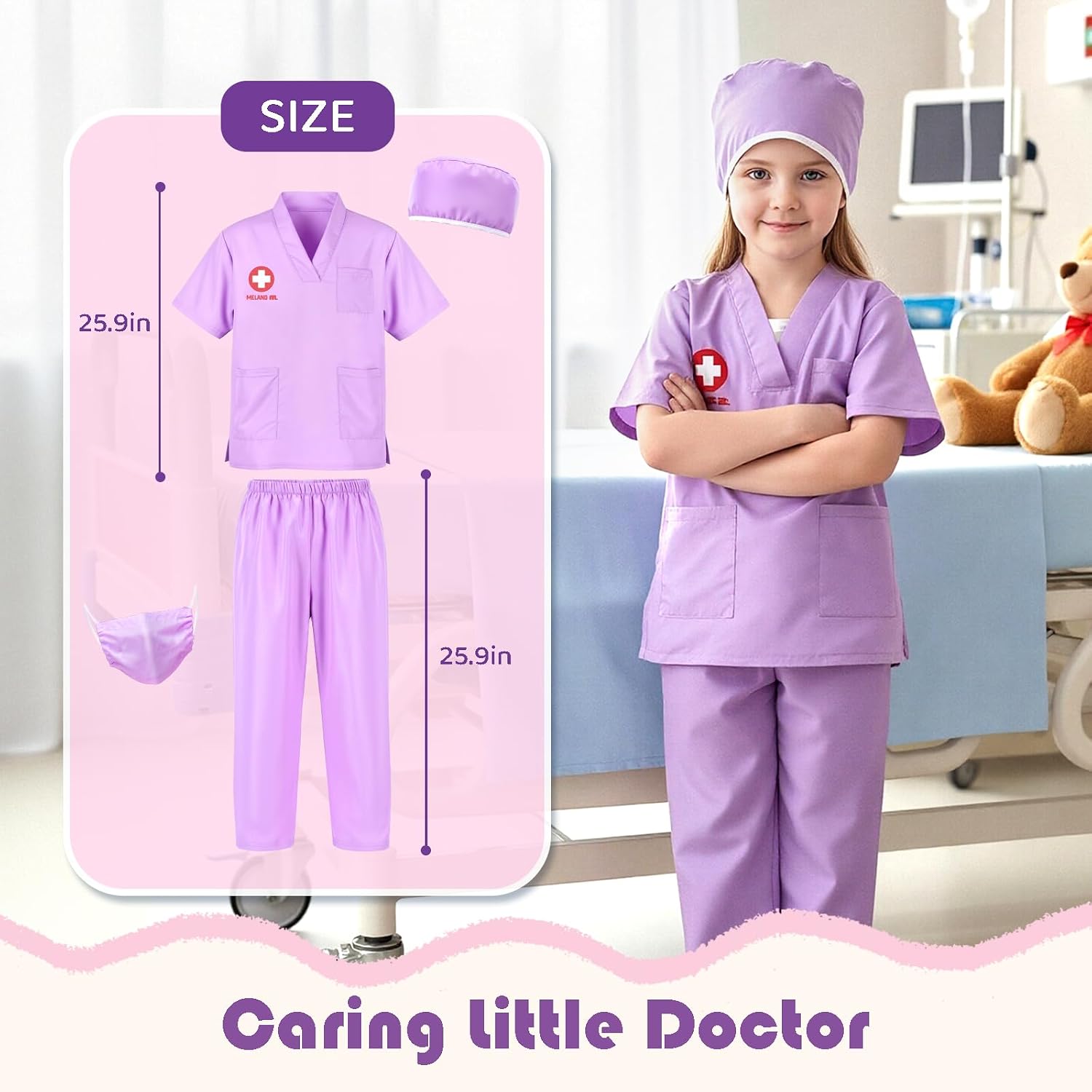 Detalle 2 de Meland 4-in-1 Career Dress-Up Costume Set for Girls, Four Pretend-Play Roles
