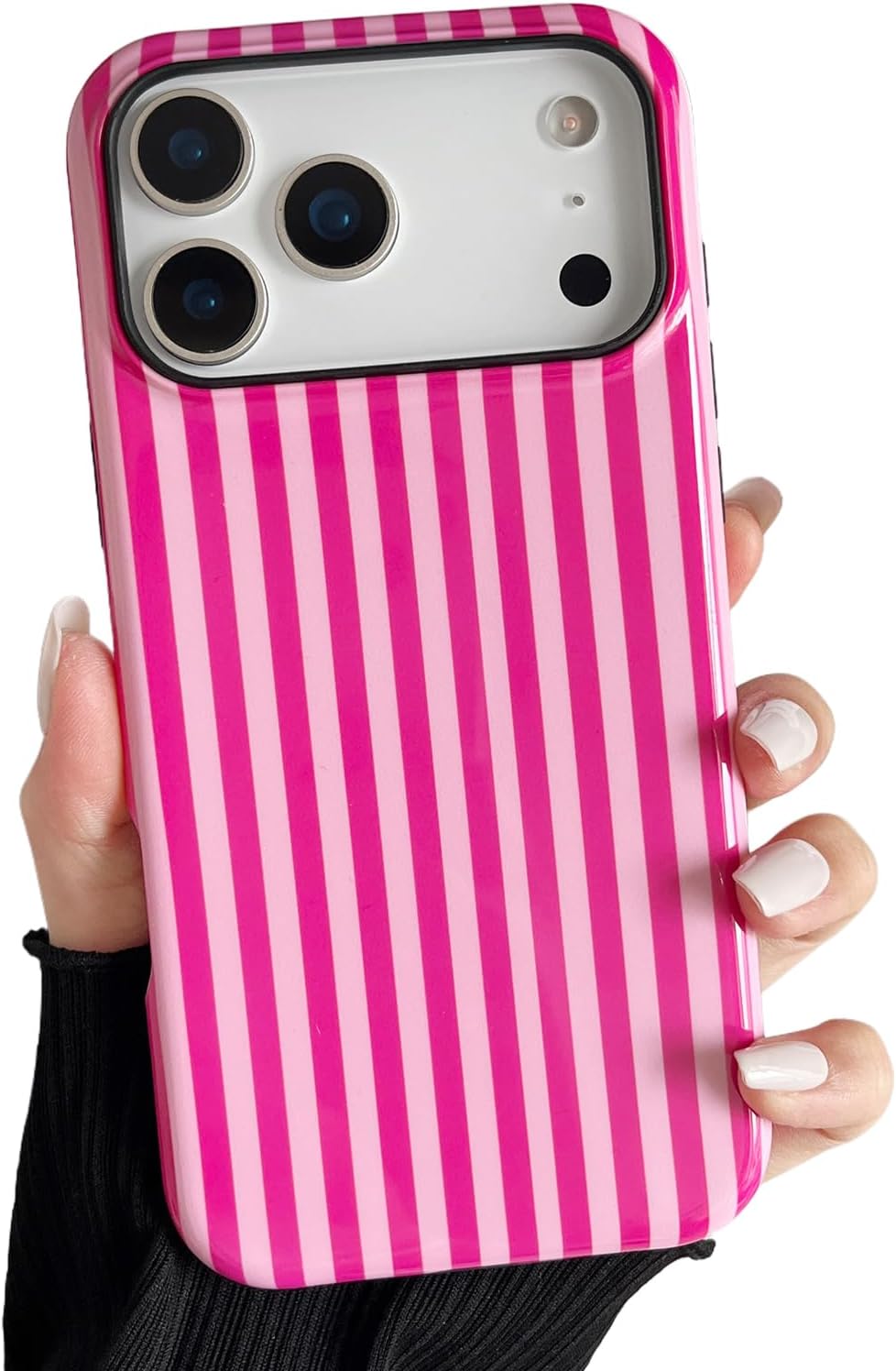 Detalle de Longlayss Striped Shockproof Case for iPhone 17 Pro Max (Hot Pink)