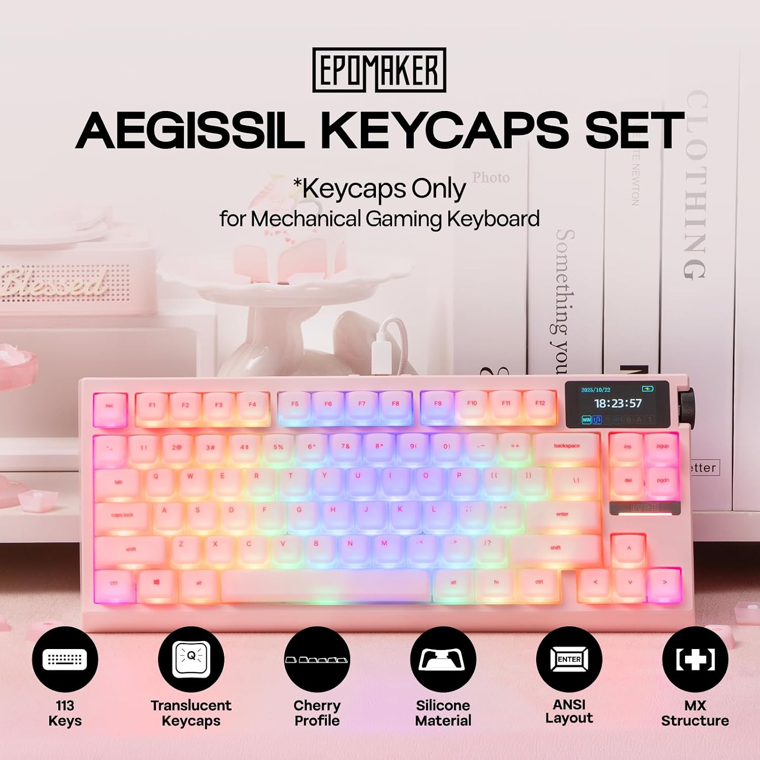 Thumbnail 1 de EPOMAKER AegisSil 113-Key Silicone Cherry Profile keycaps ⌨