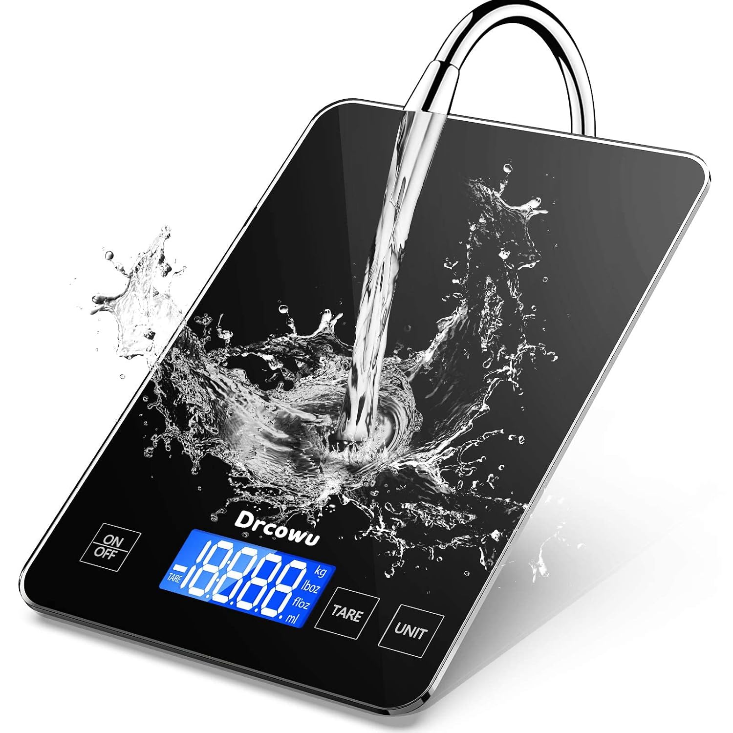 Detalle de Drcowu K72H digitale keukenweegschaal, 15 kg, 1 g en gehard glas
