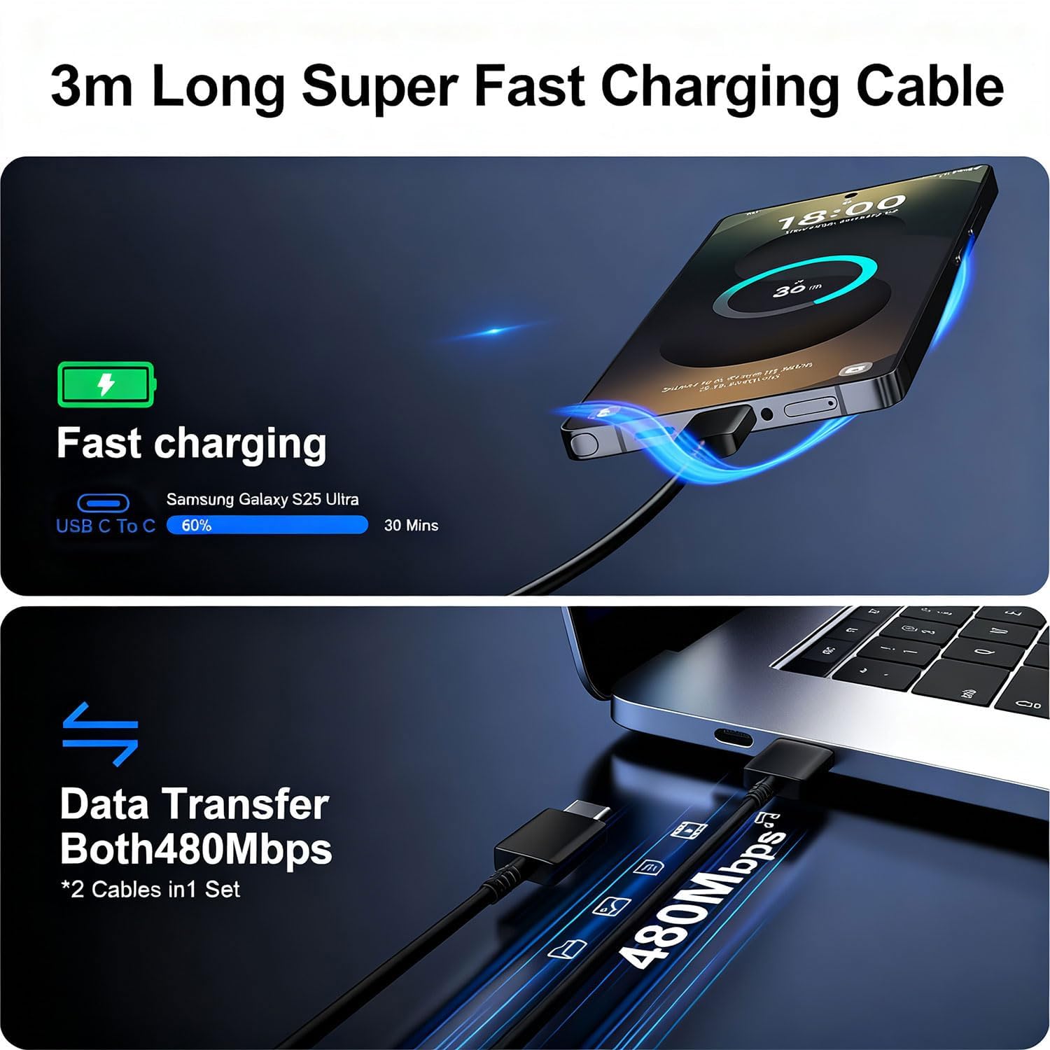 Thumbnail 2 de Samsung Charger Cable 10 ft 60W