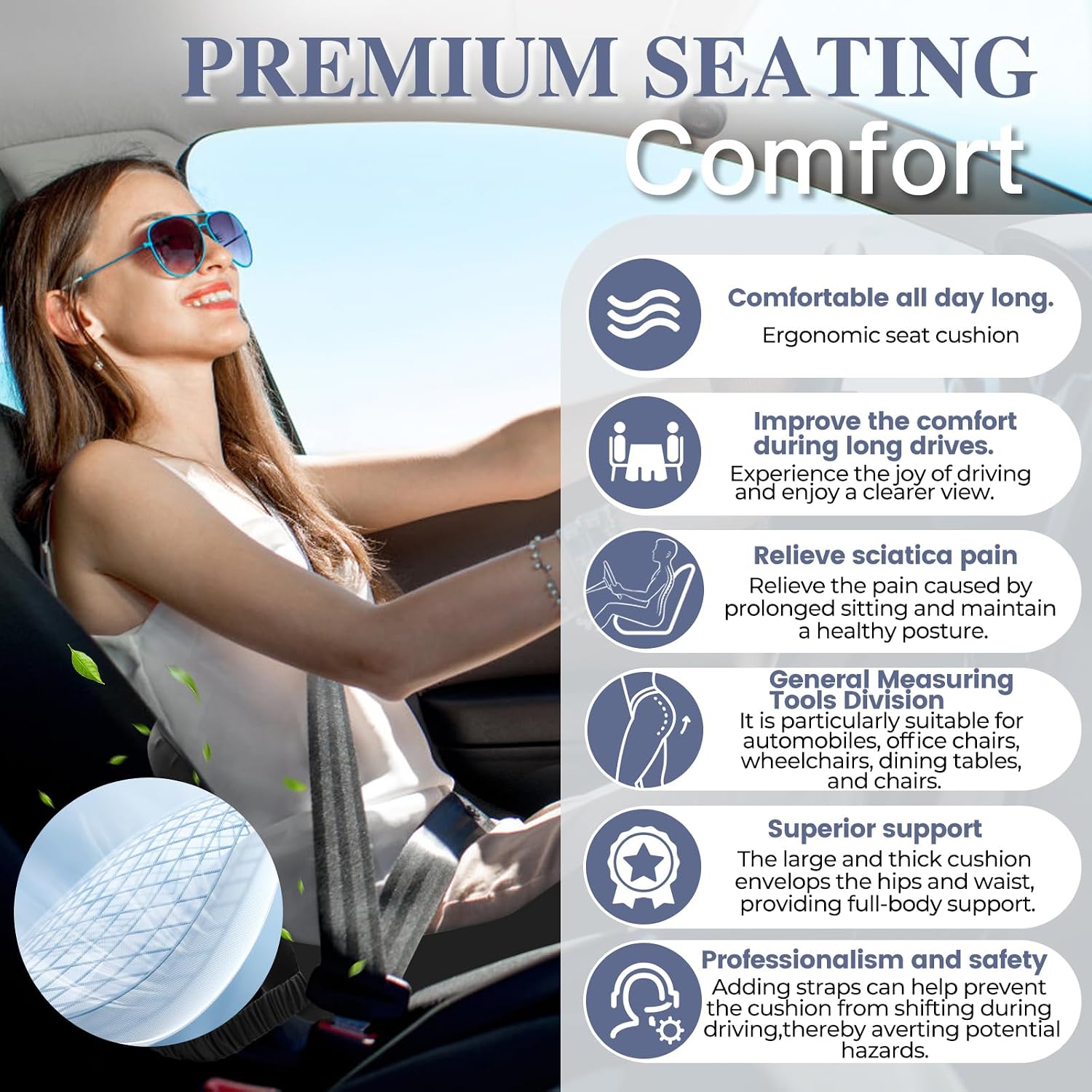 Detalle 2 de Car Seat Cushion, 16.8 x 18.3 Inches