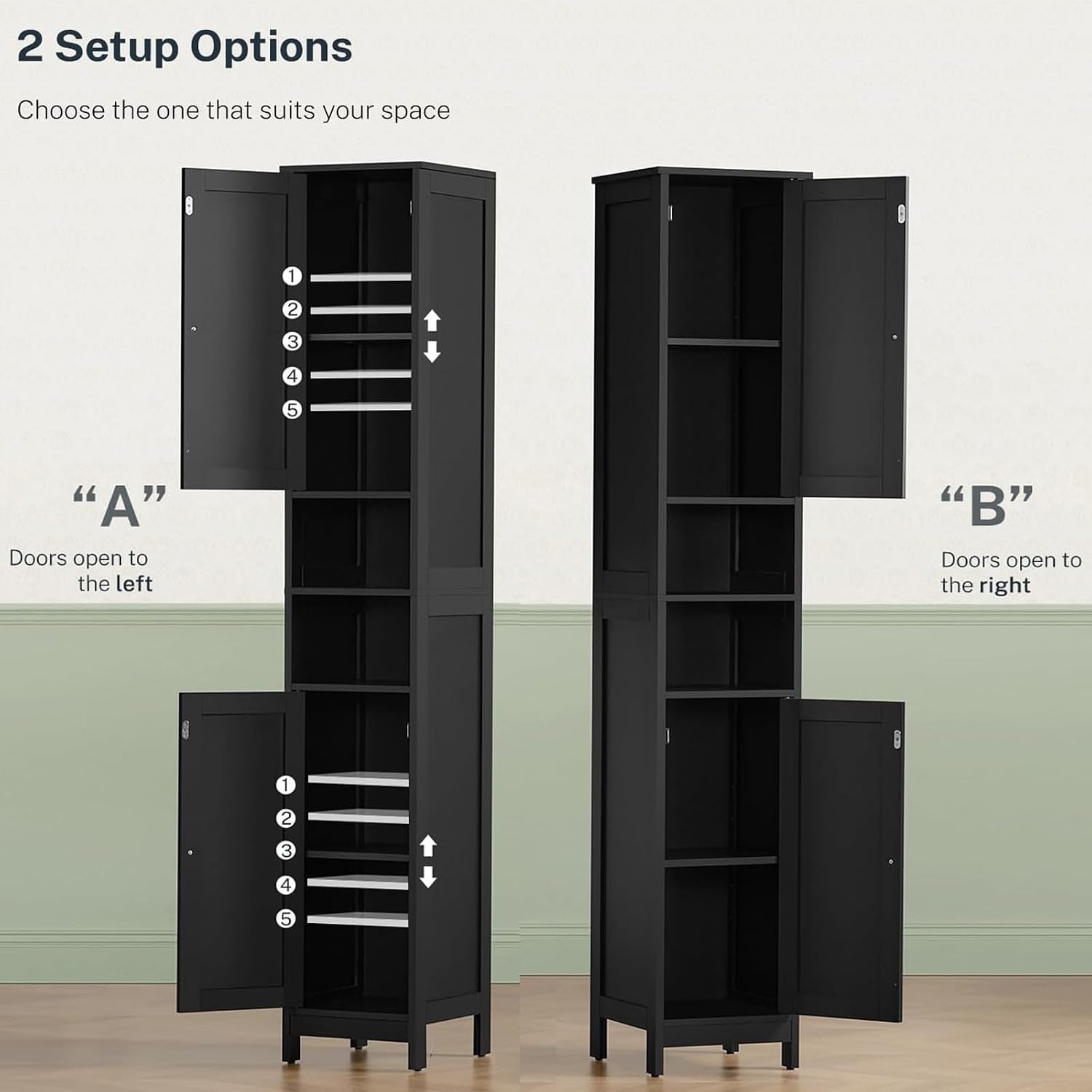 Detalle 1 de TEENFON Bathroom Storage Cabinet, 67-inch