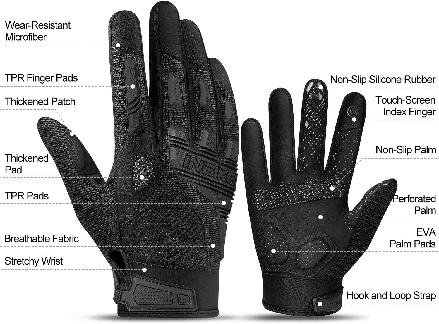 Detalle 2 de INBIKE MTB Gloves, Large Cycling Gloves with EVA Padding and TPR Guards