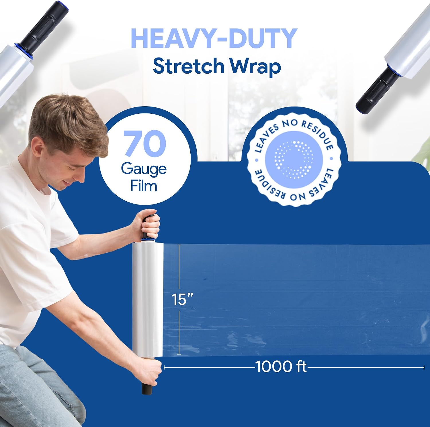 Detalle de International Plastics Co. CLI701EH Stretch Wrap, 70 Gauge, 15" x 1,000 Feet