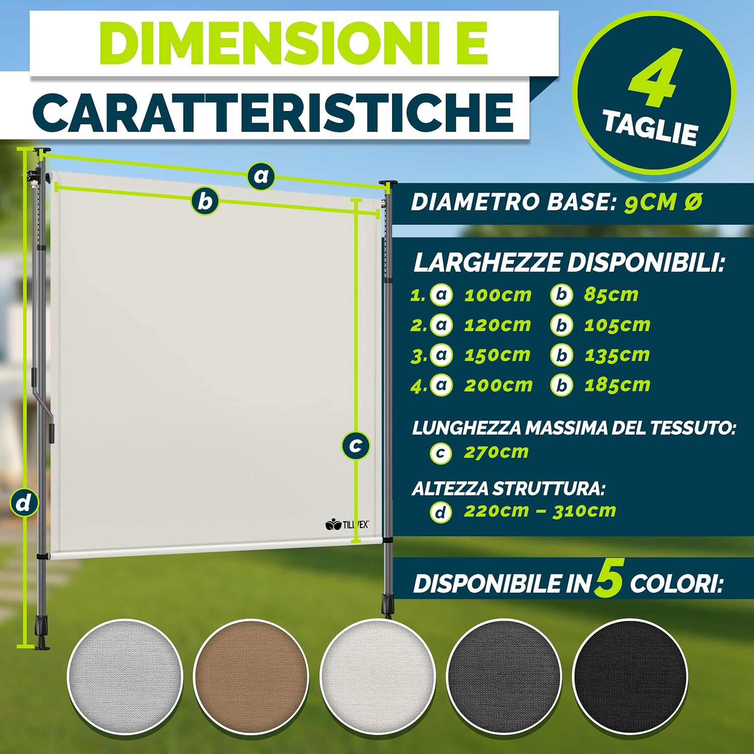 Thumbnail 6 de Tillvex Tenda da sole verticale 120x310 Beige