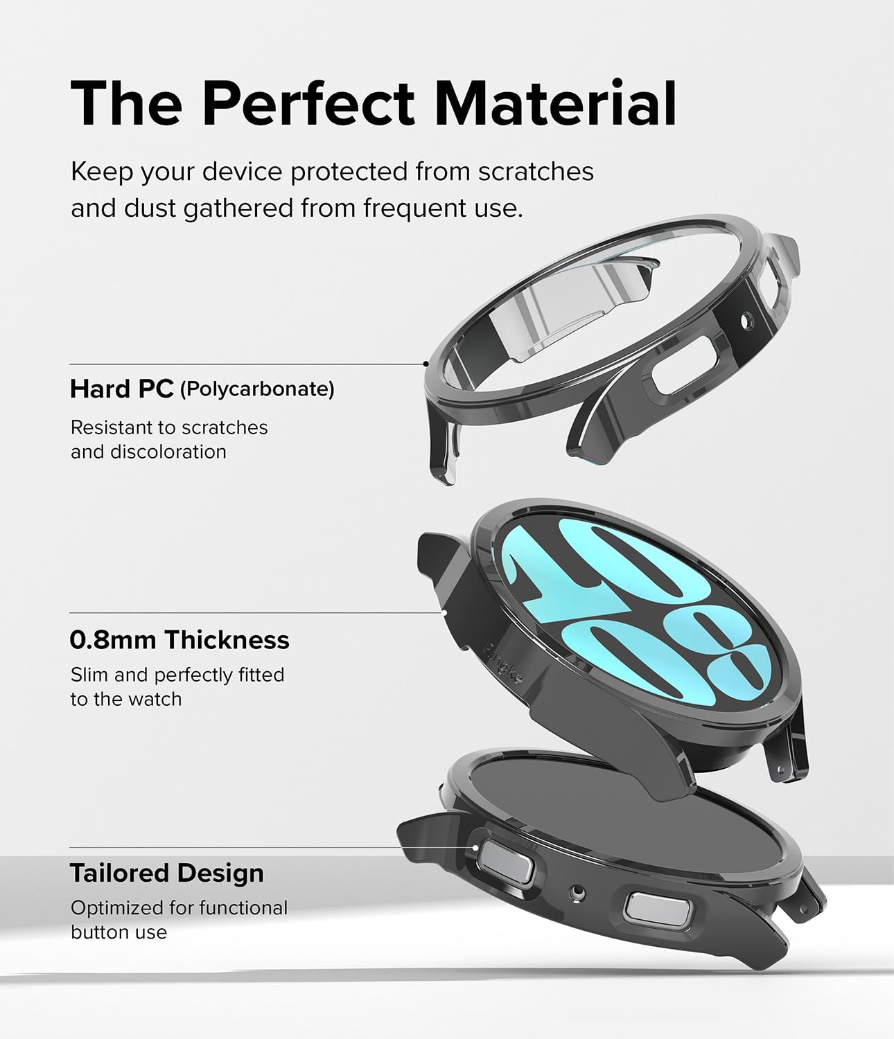 Detalle 2 de Ringke Slim 40mm Galaxy Watch 6 Case – 2 Pack, Clear & Dark Chrome