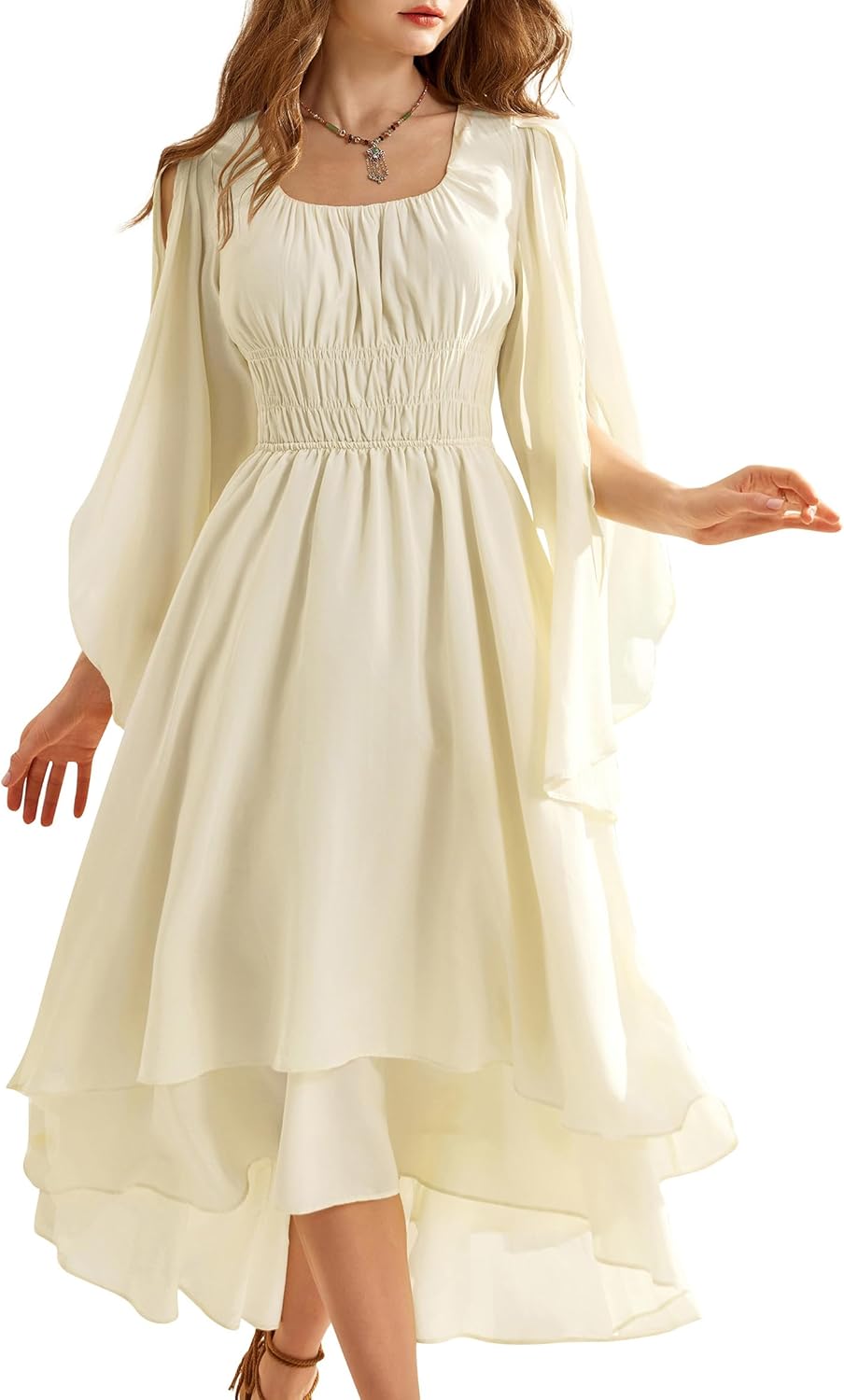 Thumbnail 6 de SCARLET DARKNESS Damen Renaissance-Corsagenkleid „Scarlet Darkness“ – High-Low Mittelalter High Low Swing-Kleid
