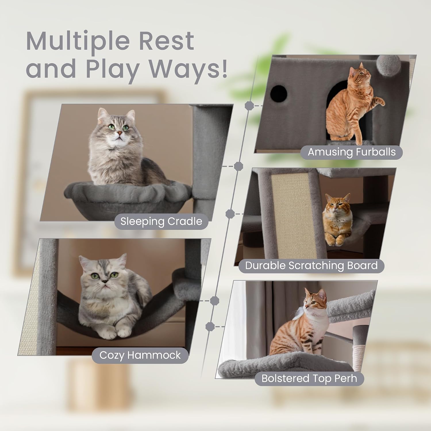 Detalle 1 de SHA CERLIN Cat Tree Tower 65in