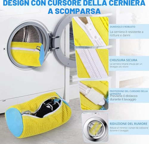 Detalle 2 de WUFANC Sacchetto Lavatrice per Scarpe 2 Pezzi con Cerniera Invisibile – Protezione e Pulizia Completa