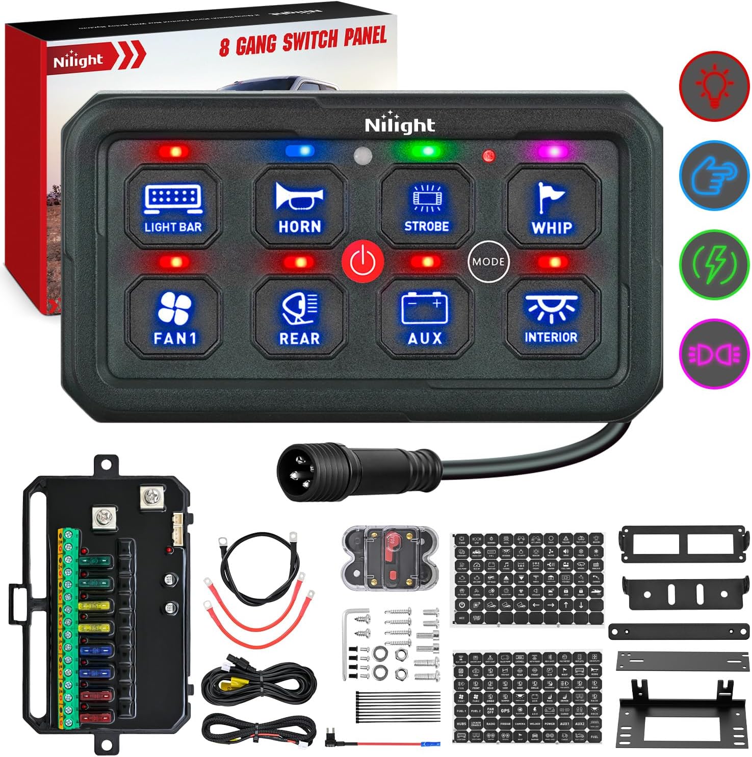 Detalle de Nilight 8 Gang Switch Panel 12V for Trucks