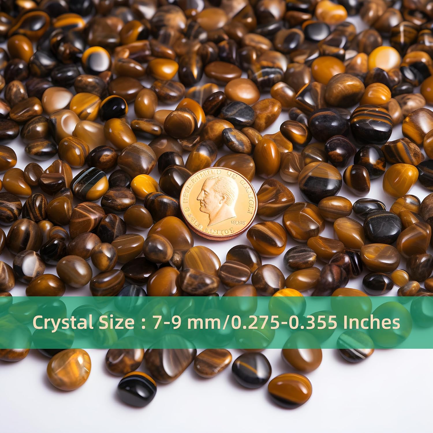 Detalle de SigMntun Polished Round Tiger’s Eye Stones, 284 g, 7–9 mm