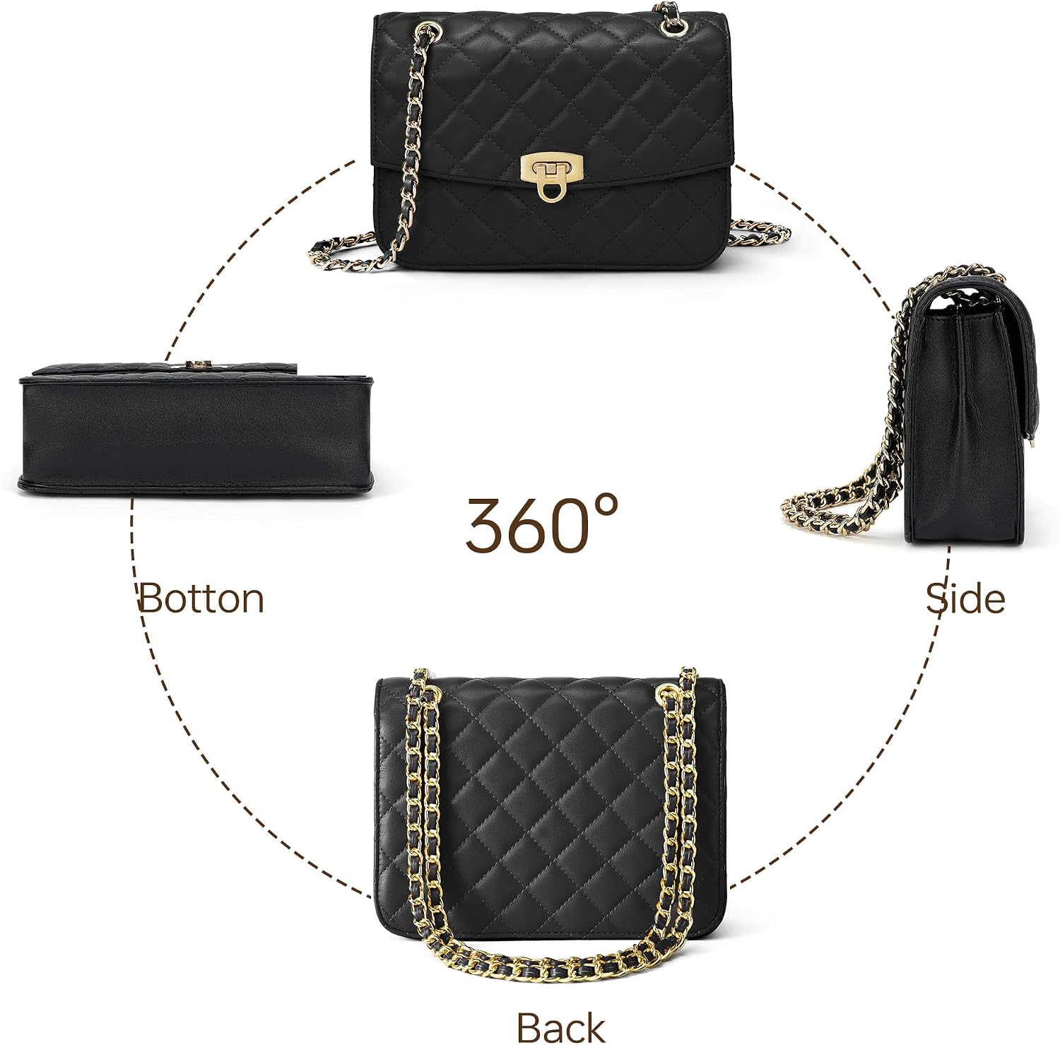 Detalle 1 de GEMIU Quilted Crossbody Purse, Vegan Leather