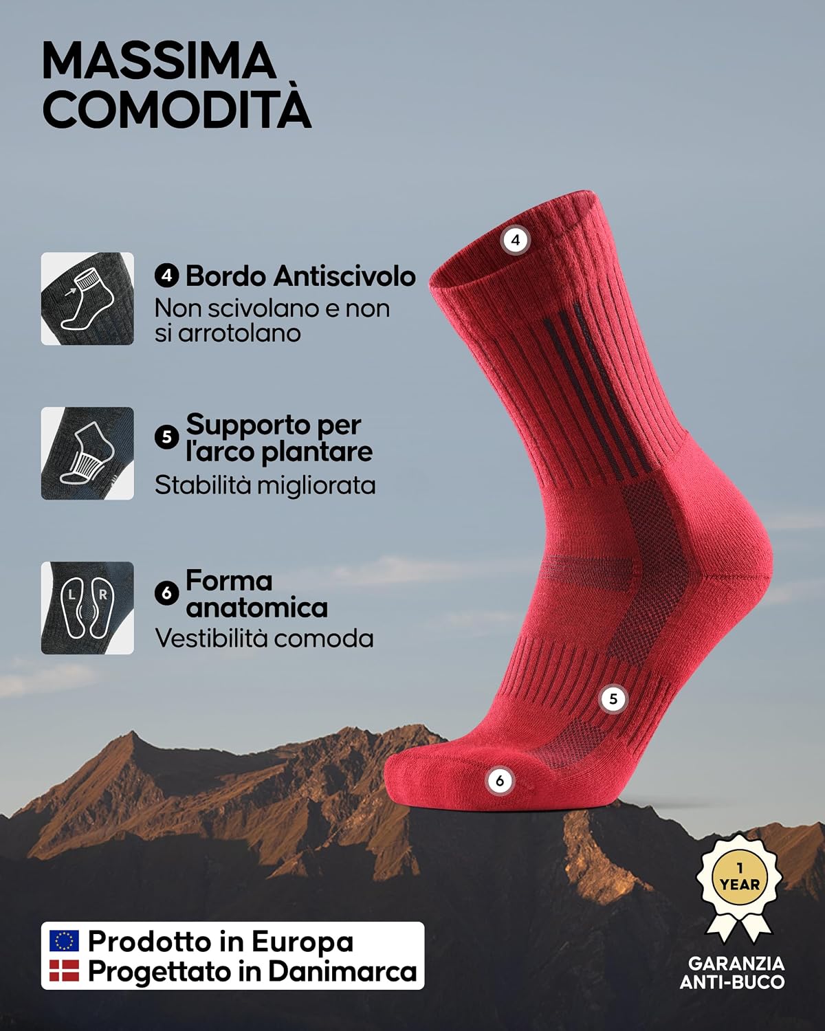 Thumbnail 2 de DANISH ENDURANCE calze trekking in lana merino 2 paia