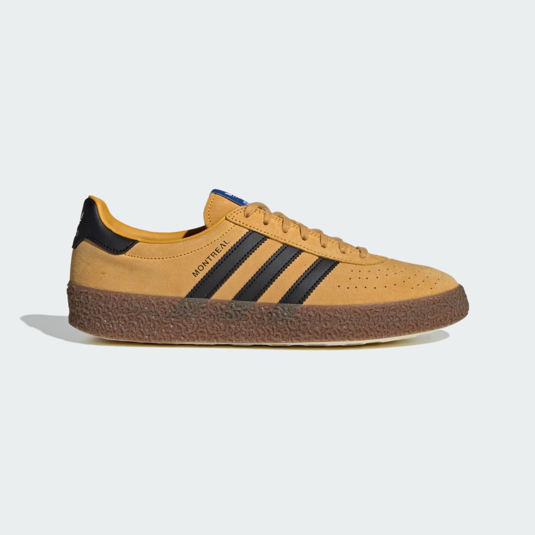 Detalle de Adidas Montreal RM: zapatilla urbana en amarillo para quien busca estilo y comodidad