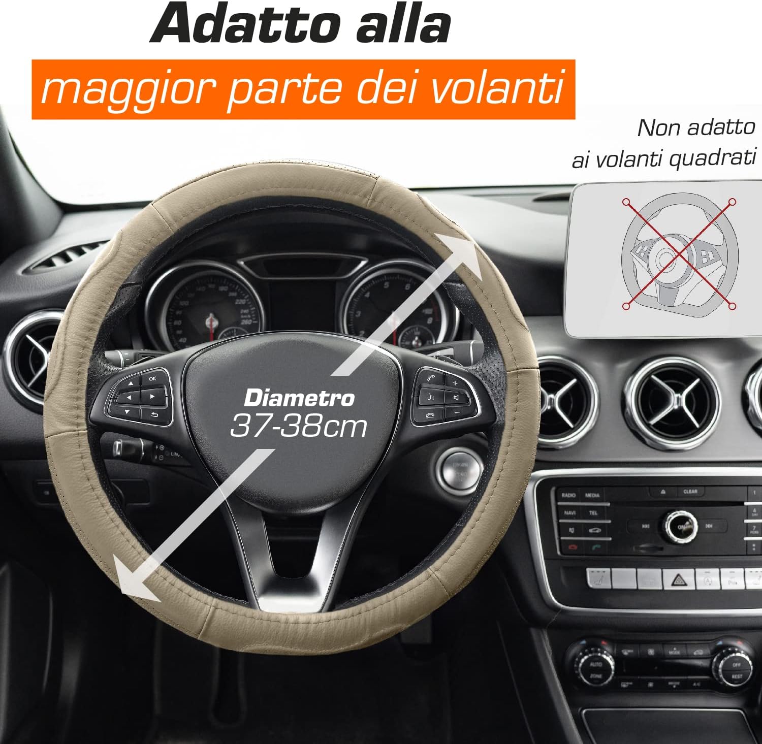 Detalle 2 de Upgrade4cars Coprivolante Beige 37–39 cm