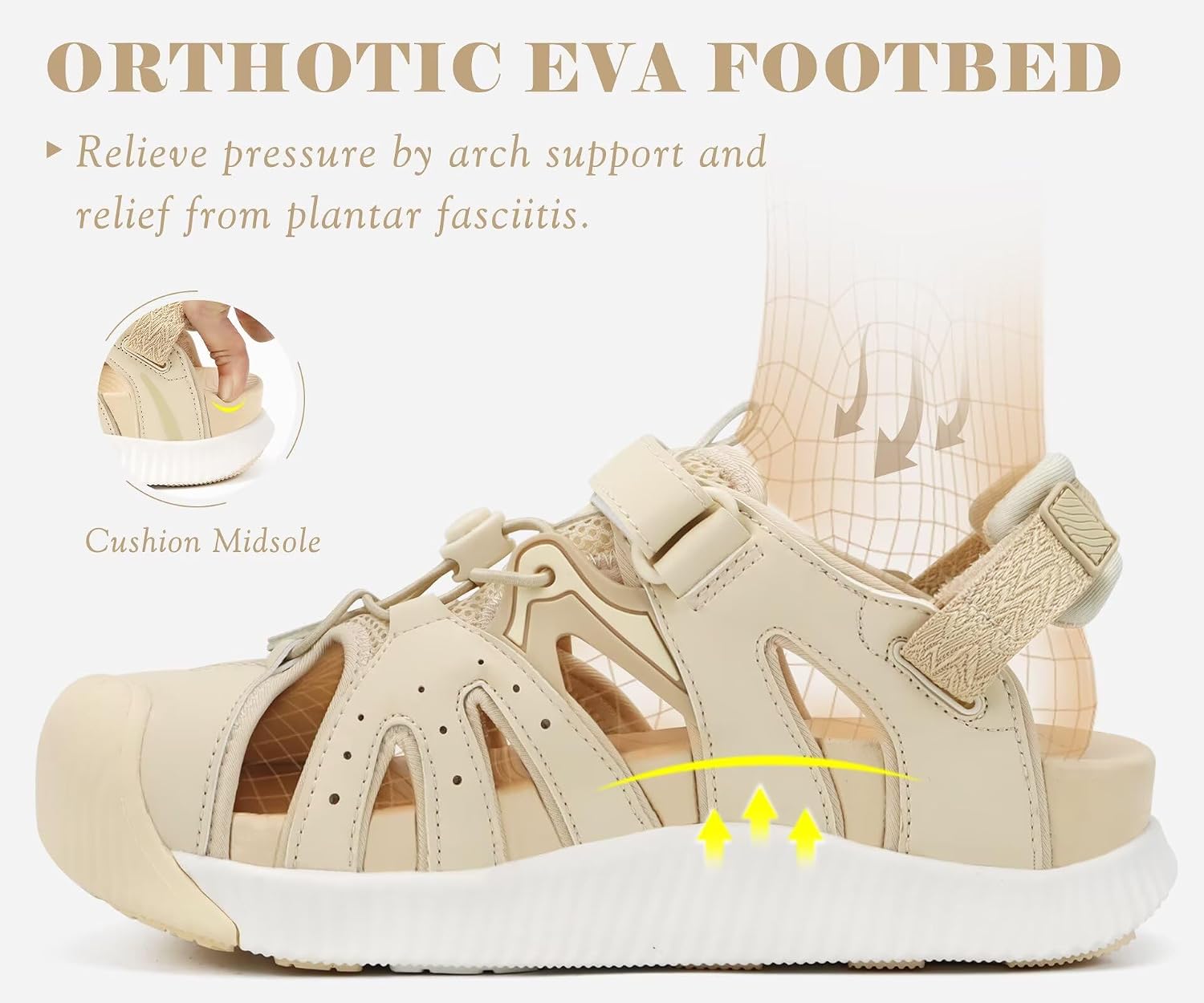 Thumbnail 2 de KuaiLu Women's Orthopedic Closed Toe Walking Sandals with Comfort Arch Support