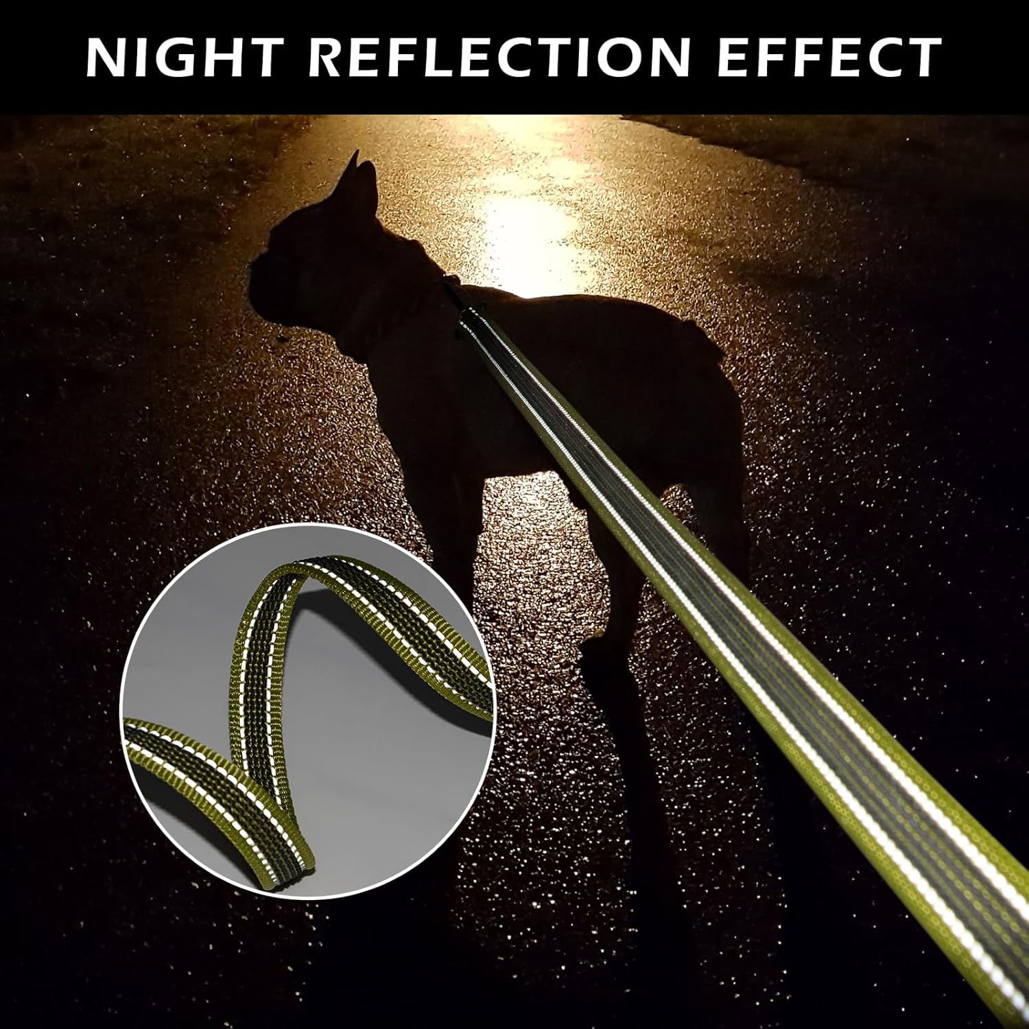 Detalle 2 de Wisedog Green 3m Reflective Long Line Lead for Dogs – Lightweight, Non-Slip, 2.0cm Wide