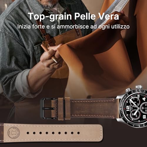 Detalle de Fullmosa Cinturino 22mm in Pelle Vera con sgancio rapido per orologi