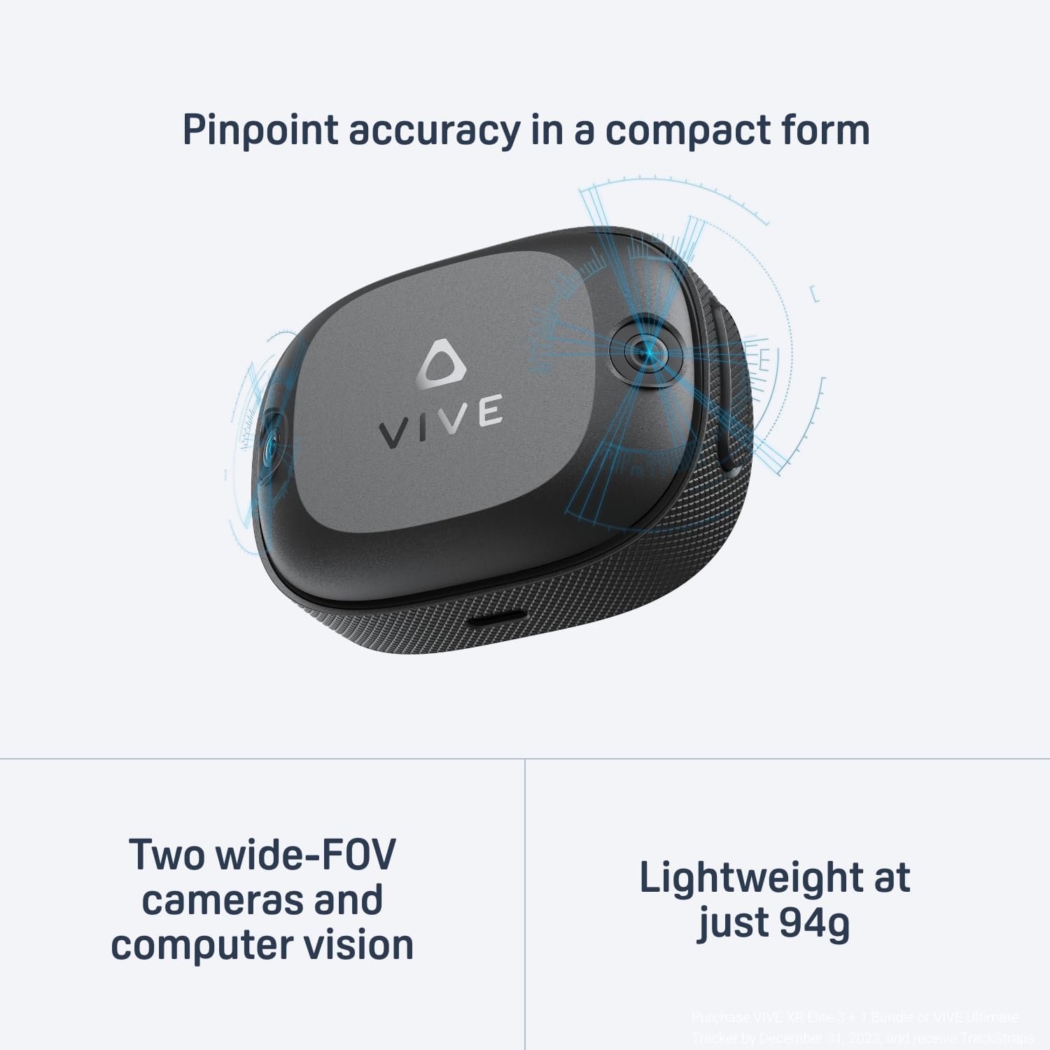 Detalle de VIVE Ultimate Tracker per Visore XR All-in-One – Tracciamento 6DoF per VR senza stazioni base