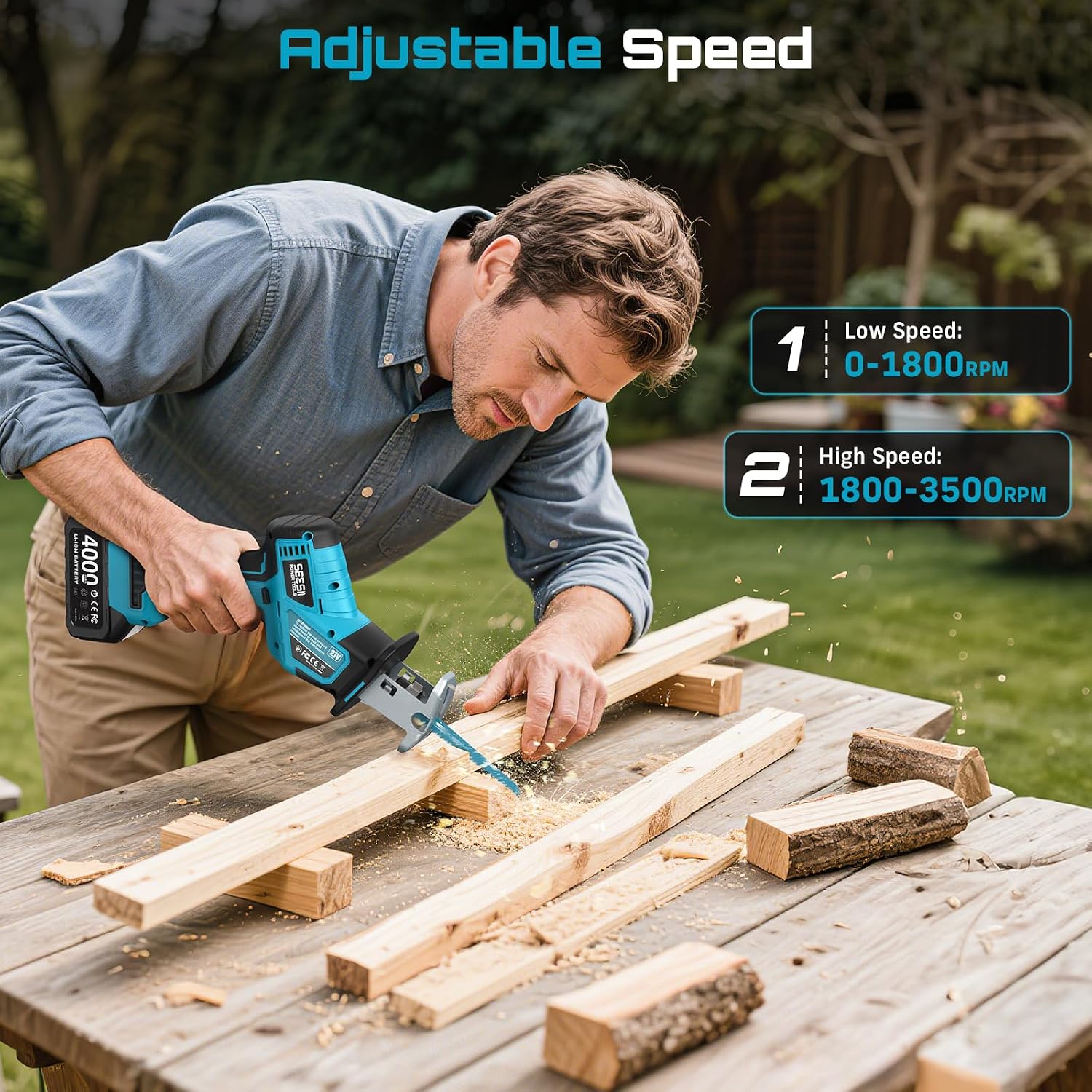 Detalle de SEESII Cordless Reciprocating Saw 4.0Ah
