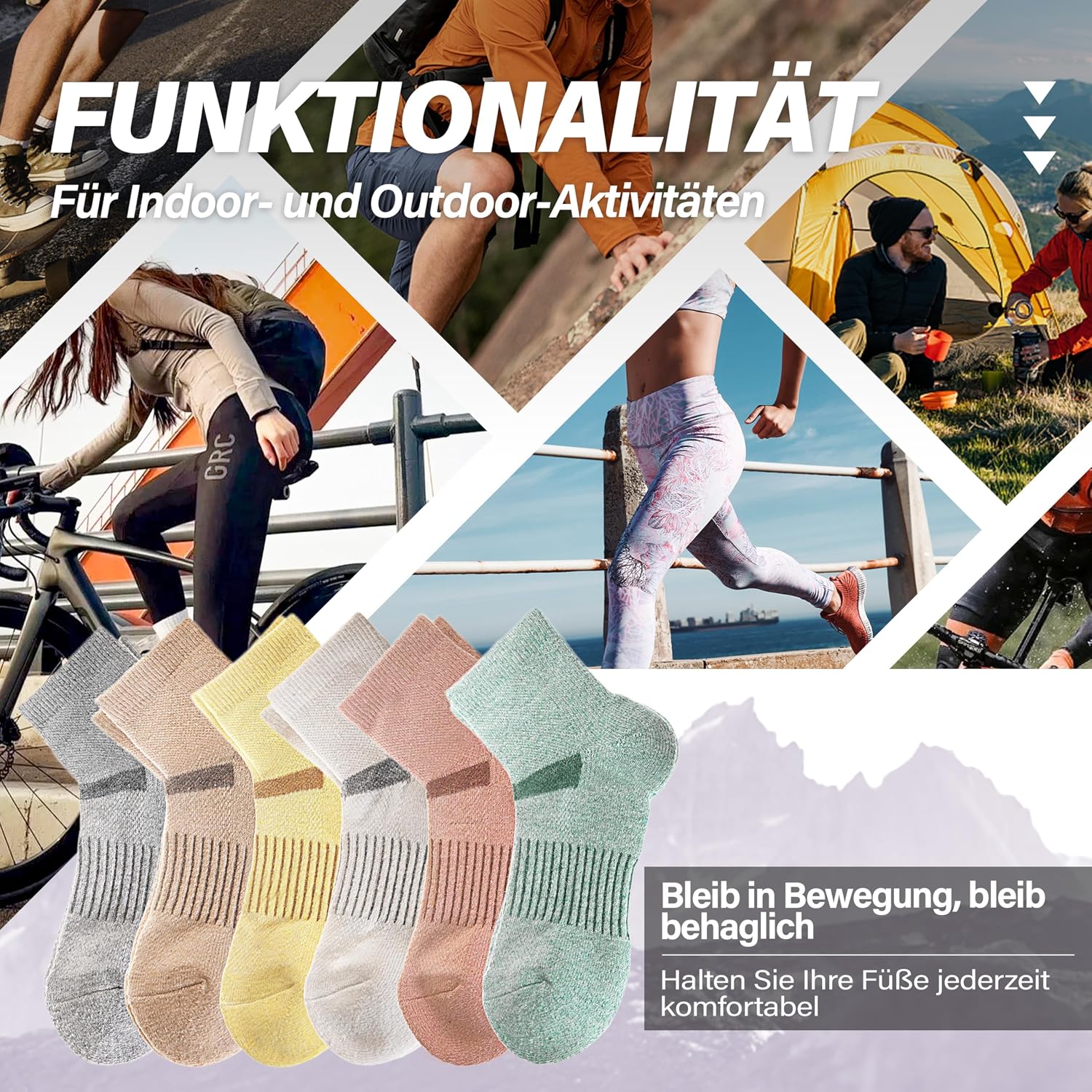 Thumbnail 5 de MOSEY KOSY Merino Kurz Viertellänge Wandersocken