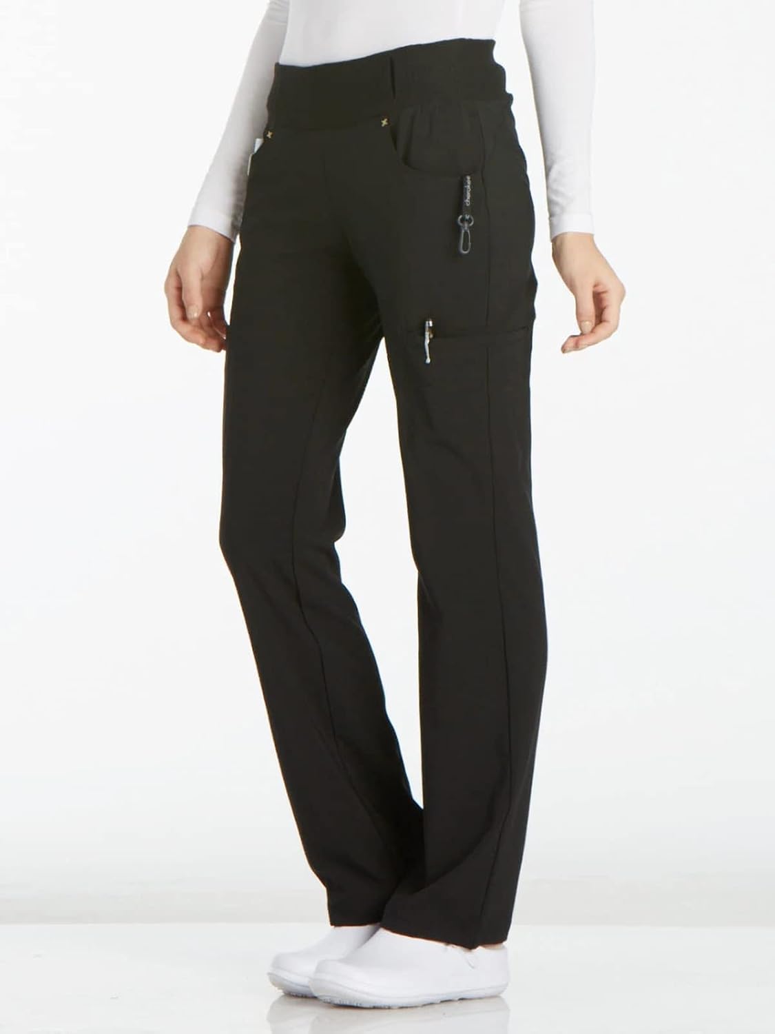 Detalle de Cherokee Iflex CK002 Women's Straight-Leg Scrub Pants, 6 Pockets, 360° Stretch