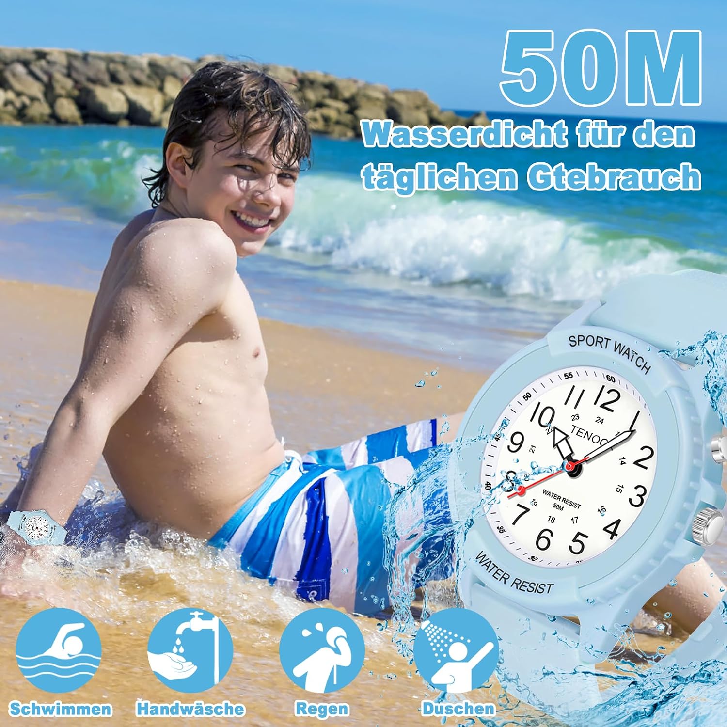 Thumbnail 1 de TENOCK Damen Sportliche Armbanduhr – Analoge Quarz-Uhr mit Nachtlicht, 50 m wasserdicht