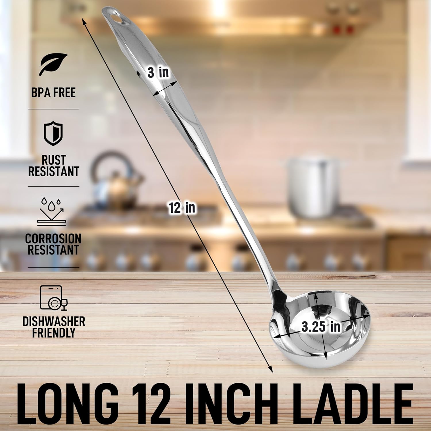 Thumbnail 5 de Zulay Kitchen 13" Stainless Steel Soup Ladle — Large, Durable, Ergonomic