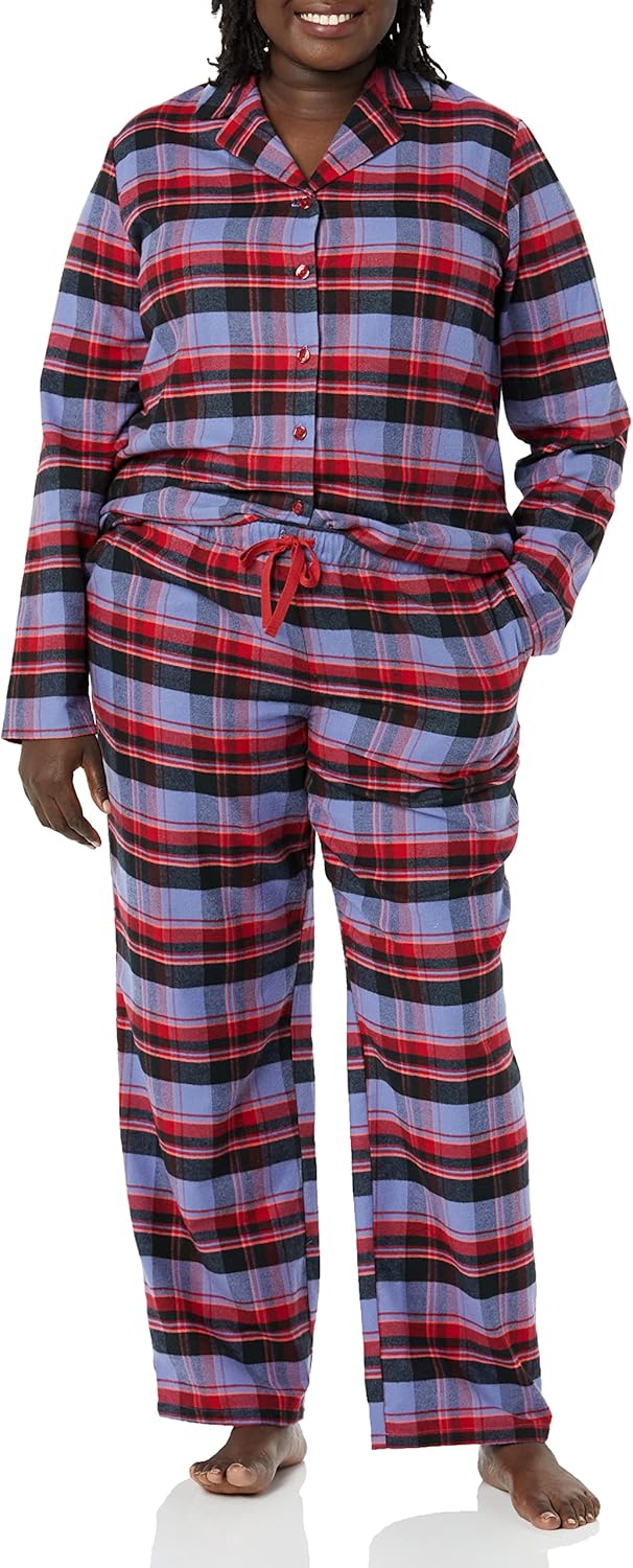 Thumbnail 3 de Amazon Essentials Women's Flannel Long-Sleeve Button Front Shirt and Pant Pajama Set
