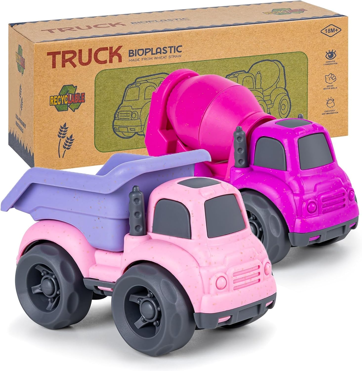 Thumbnail 6 de Cicili Toddler Truck Toys 2 Pack: Dump Truck & Mixer Cement Truck for 1–5 Year Olds