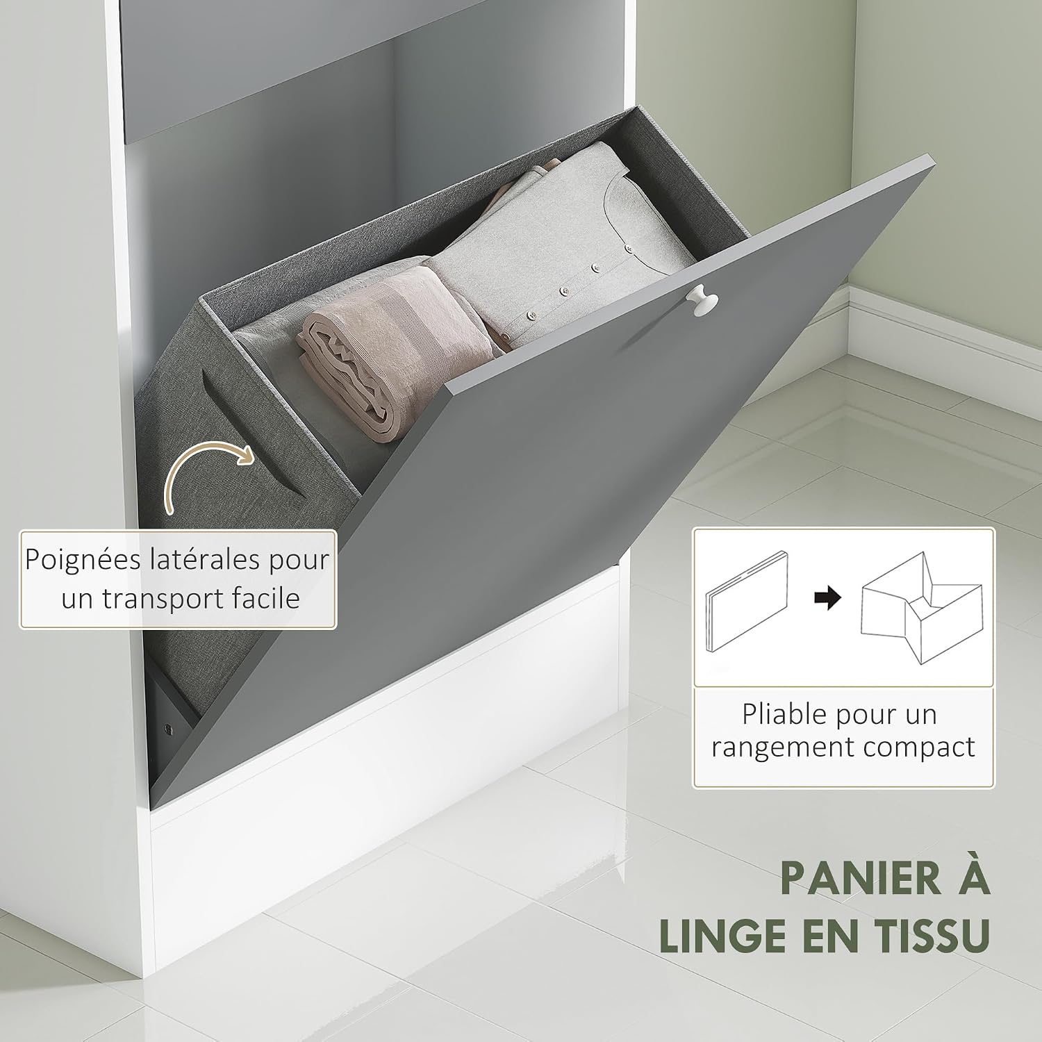 Thumbnail 4 de HOMCOM Meuble de bain haut gris blanc